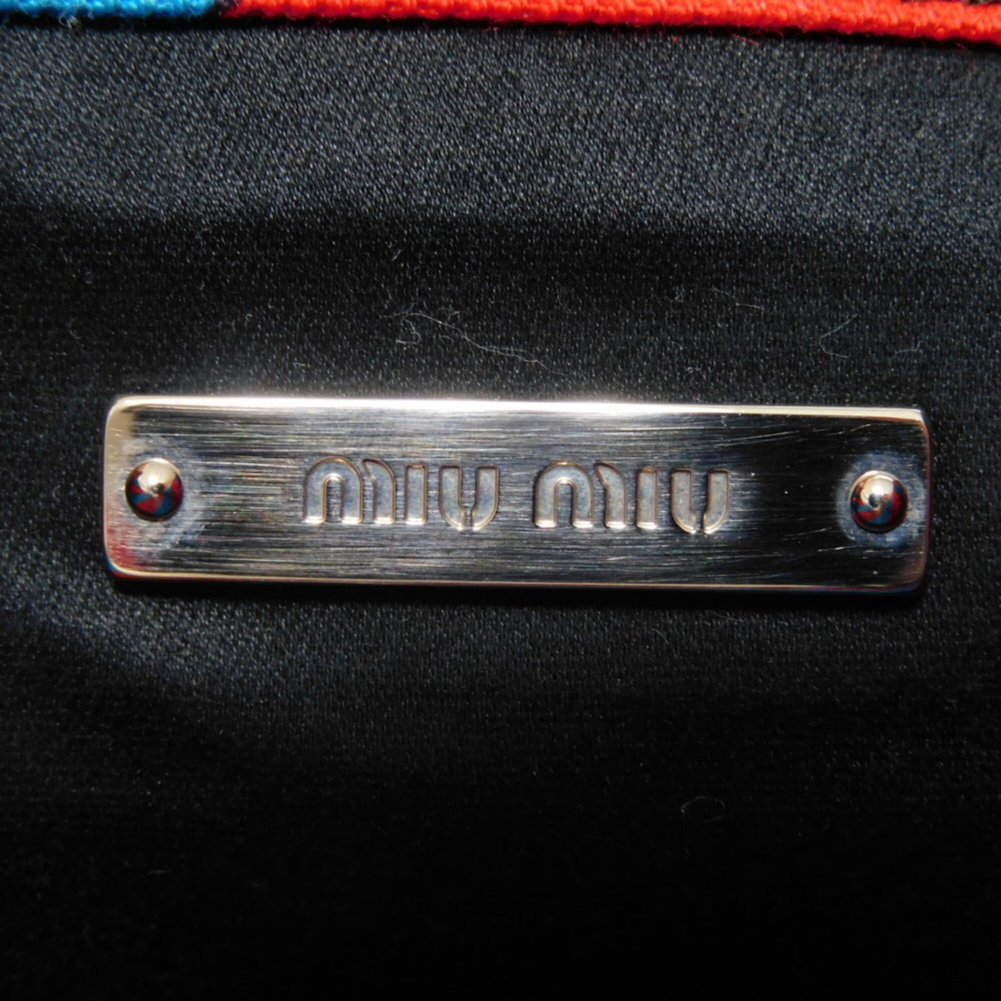 Miu Miu Miu Miu Miu Club Tote Bag, Bias Stripe, Red, Multicolor, 2-Way, Logo, Cotton, Blue, 5BG022 2EU0 F0GF4, Men's & Women's Size ONE SIZE - 7 Thumbnail