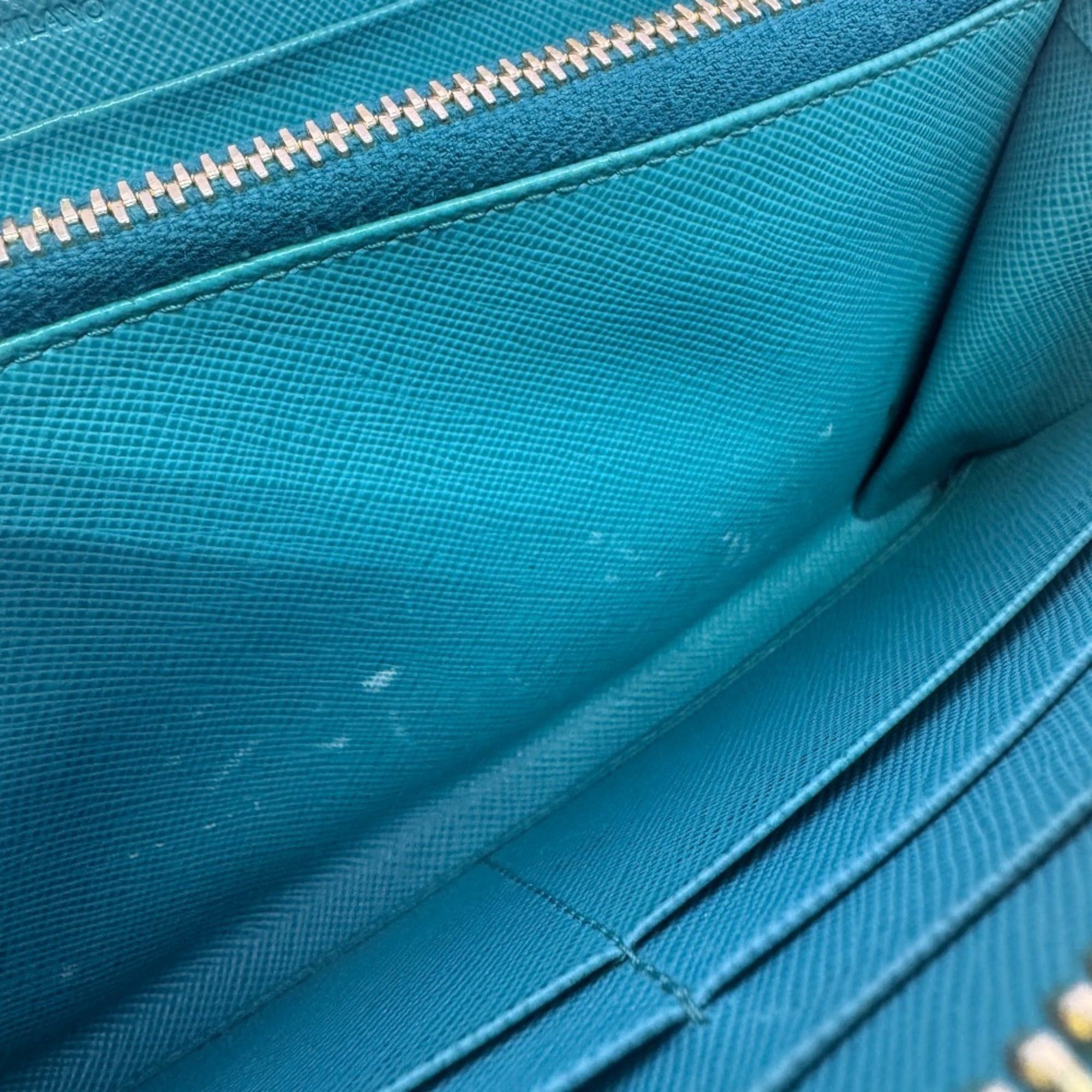 Prada PRADA Saffiano Leather Round Zip Wallet, Blue Size ONE SIZE - 7 Thumbnail