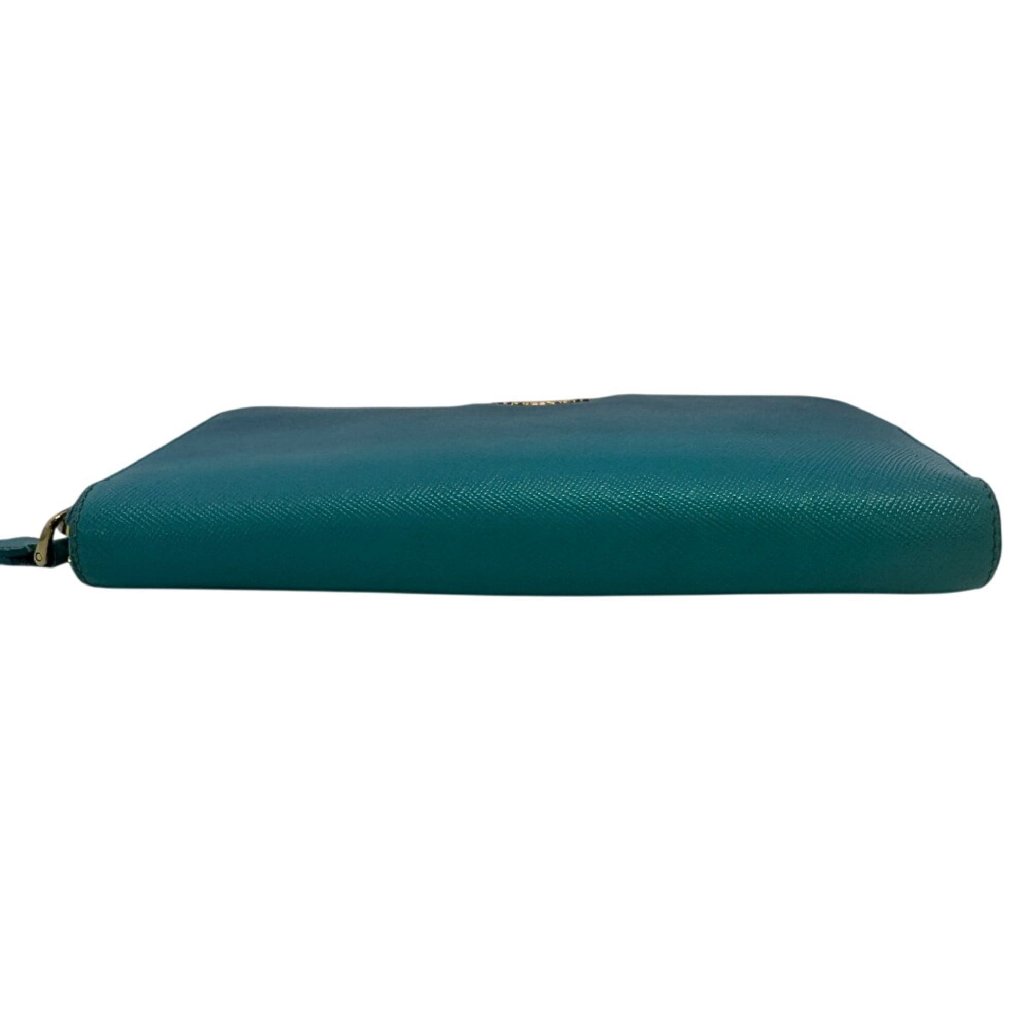 Prada PRADA Saffiano Leather Round Zip Wallet, Blue Size ONE SIZE - 5 Thumbnail