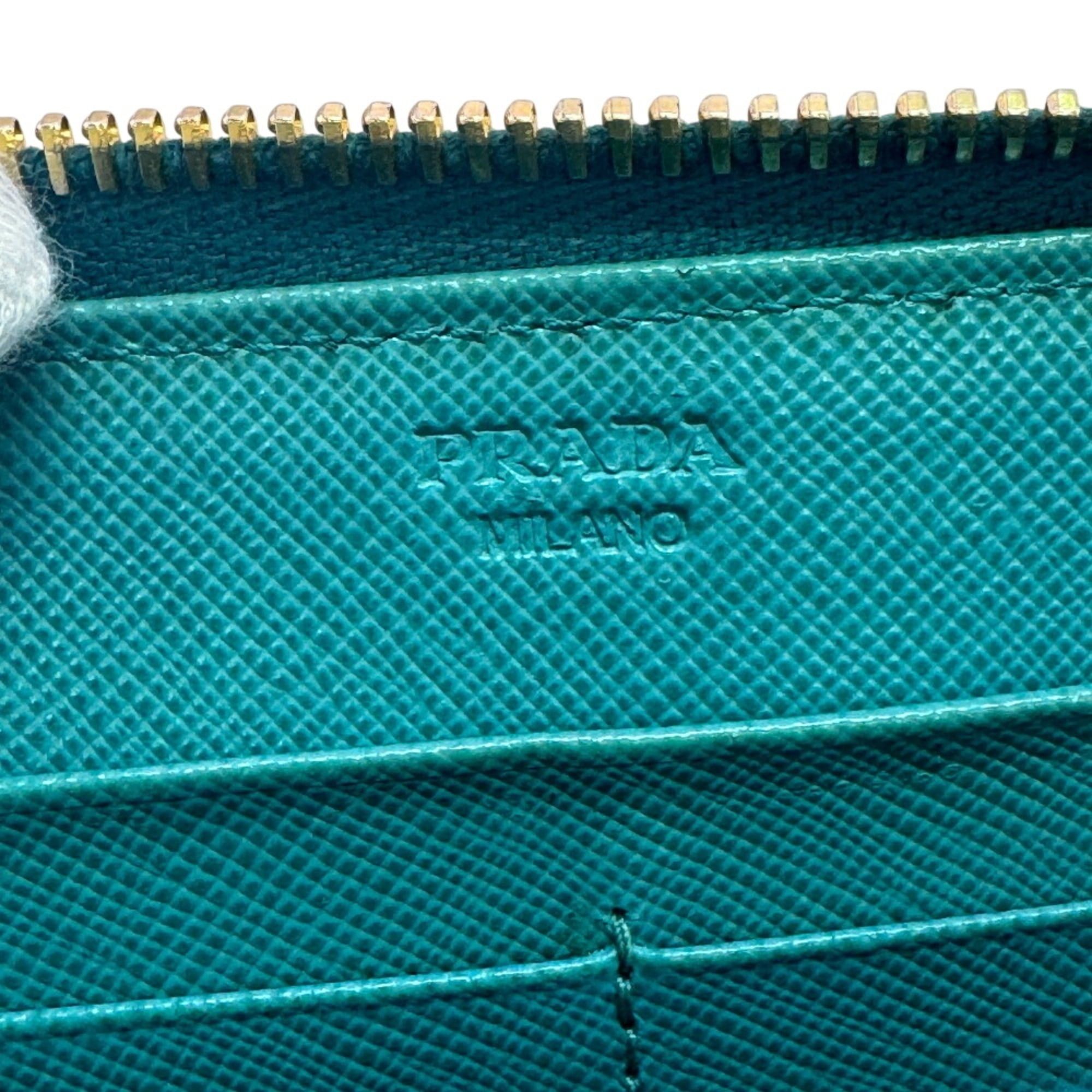 Prada PRADA Saffiano Leather Round Zip Wallet, Blue Size ONE SIZE - 10 Thumbnail