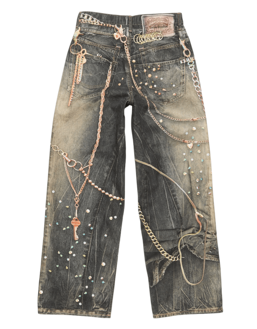 Acne Studios Tromp L'oeil Key Chain Printed Jeans Indigo Multi Size US 40 / EU 56 - 2 Thumbnail