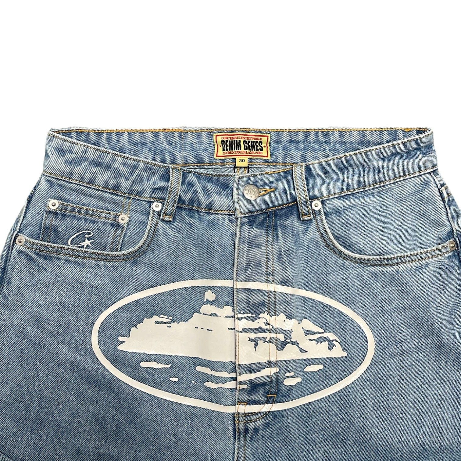 Corteiz Alcatraz Baggy Jeans Washed Blue Size US 30 / EU 46 - 4 Thumbnail
