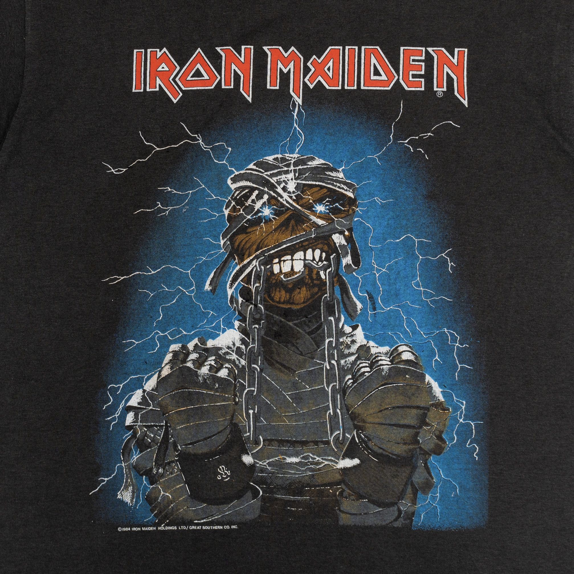 Vintage 1984 Iron Maiden Powerslave Tour Short Sleeve Tee Shirt Bla Size US L / EU 52-54 / 3 - 3 Thumbnail