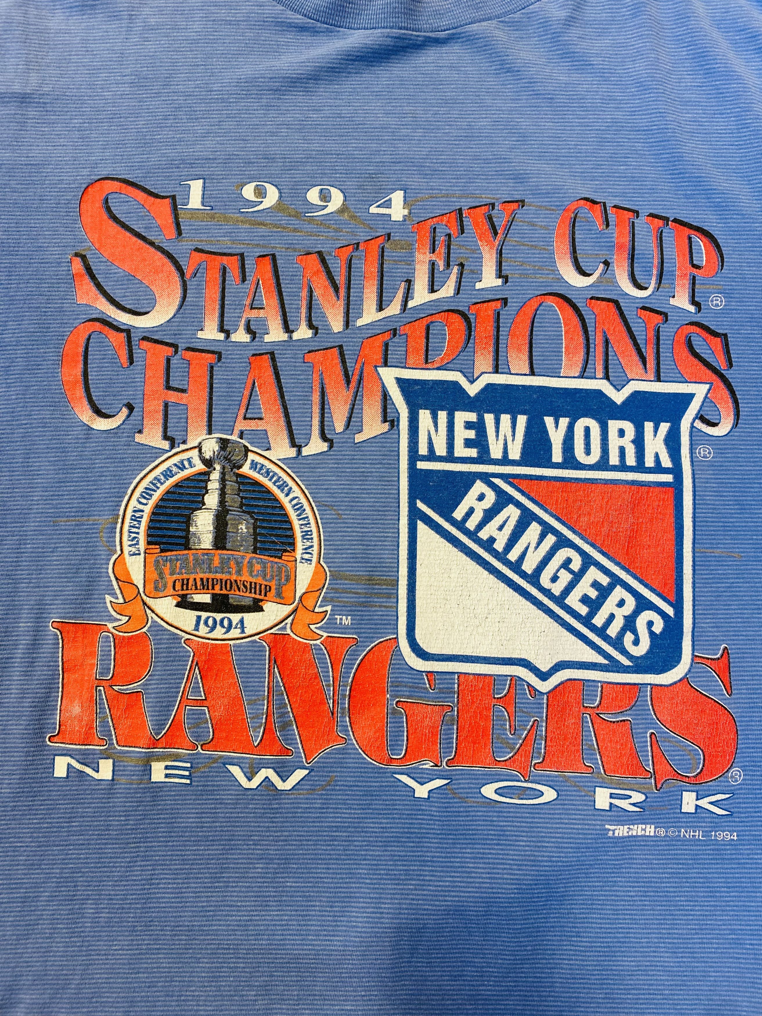 Vintage 1994 NHL Champions NY Rangers Short Sleeve Tee Shirt Blue Size US XL / EU 56 / 4 - 2 Thumbnail