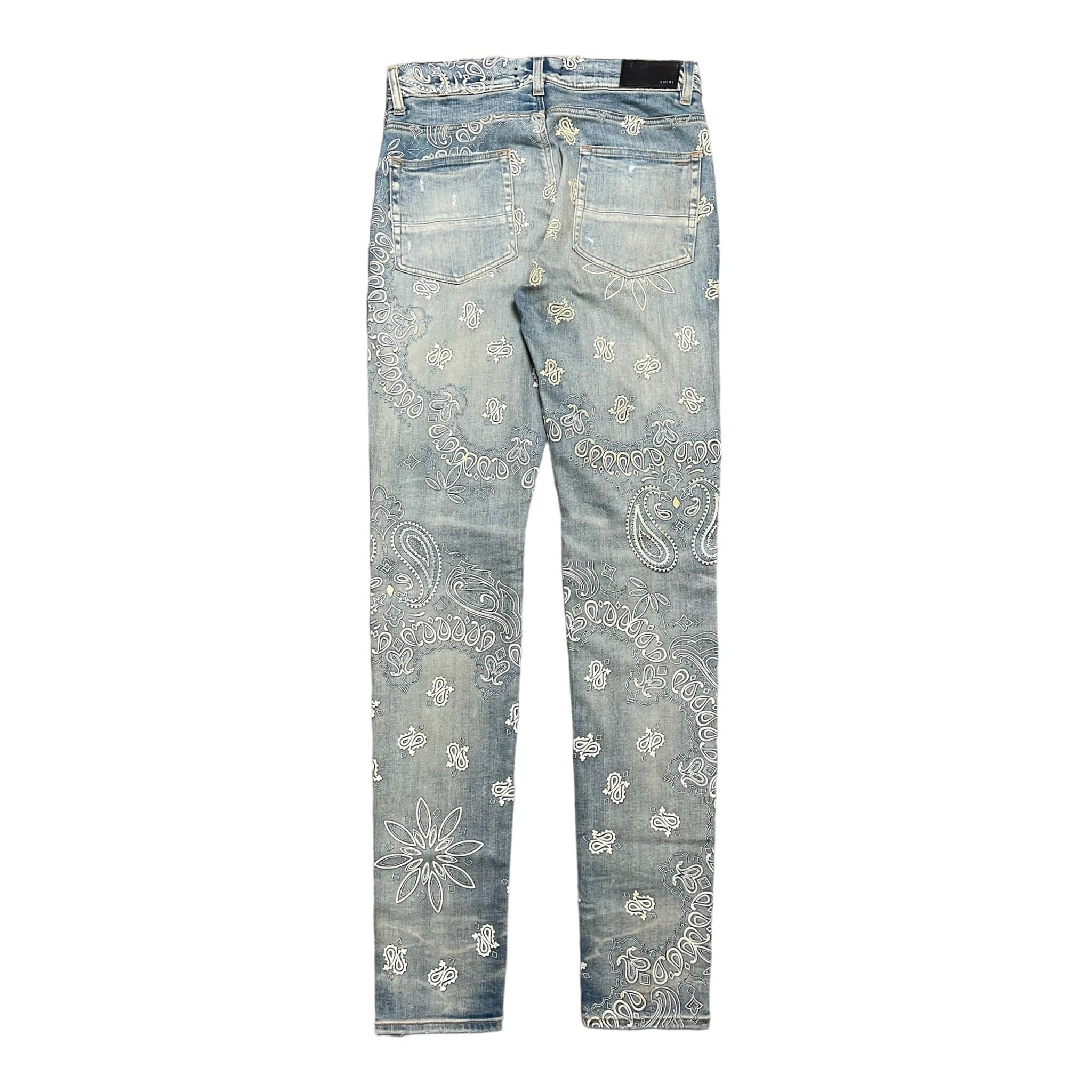 Amiri Amiri Flocked Paisley Bandana Jeans Clay Indigo Size US 38 / EU 54 - 2 Thumbnail