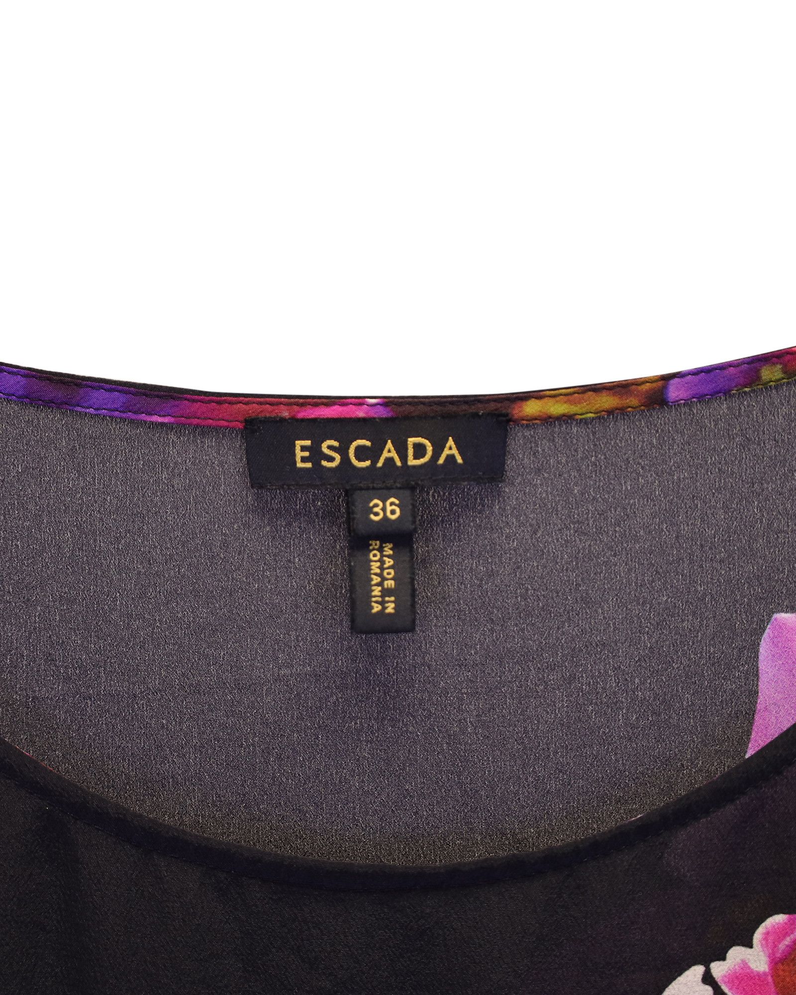 Escada Escada Floral Cap Sleeve Top in Black Silk Size XXS / US 00 / IT 34 - 2 Thumbnail