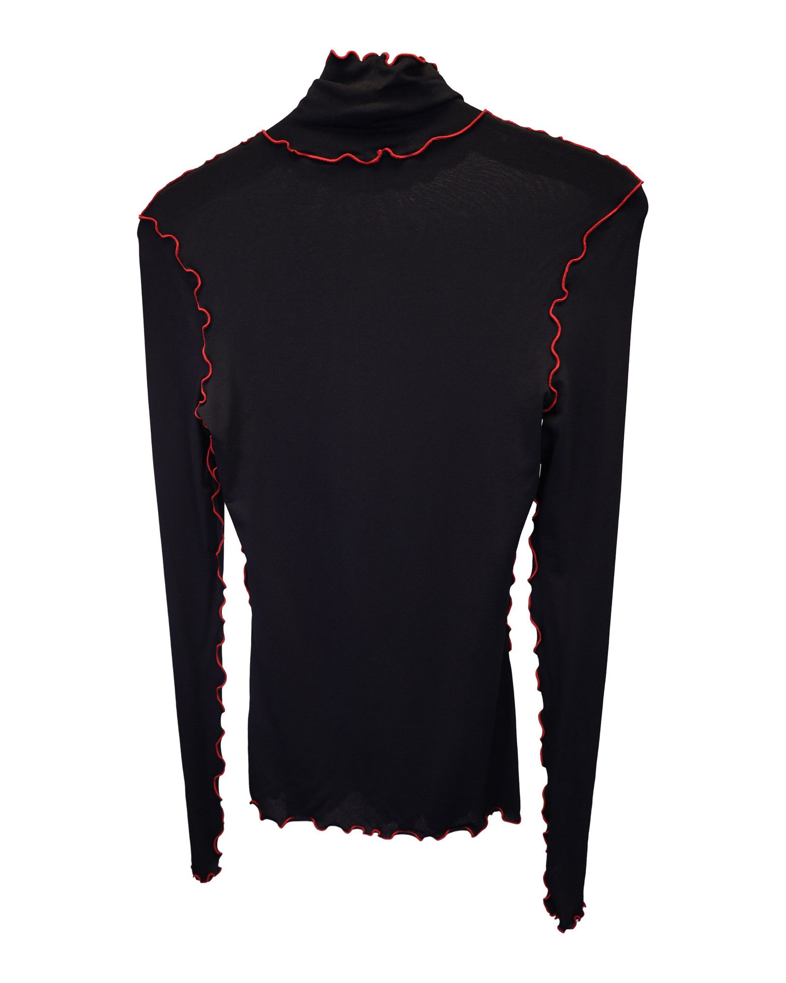 Proenza Schouler Proenza Schouler Ruffle Trim Turtleneck in Black Viscose Size S / US 4 / IT 40 - 3 Thumbnail