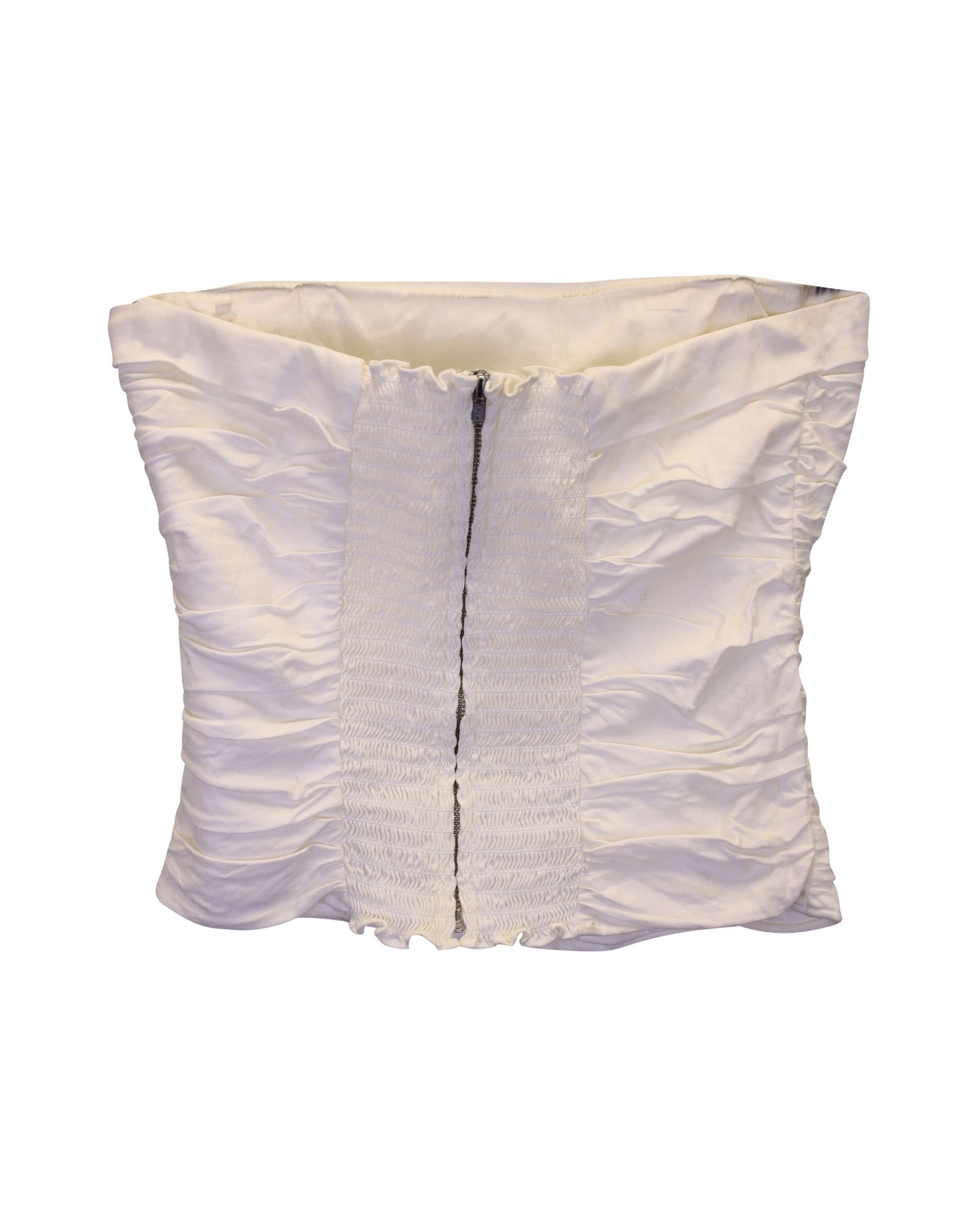 Reformation Reformation Gathered Strapless Top in White Cotton Size XS / US 0-2 / IT 36-38 - 2 Thumbnail