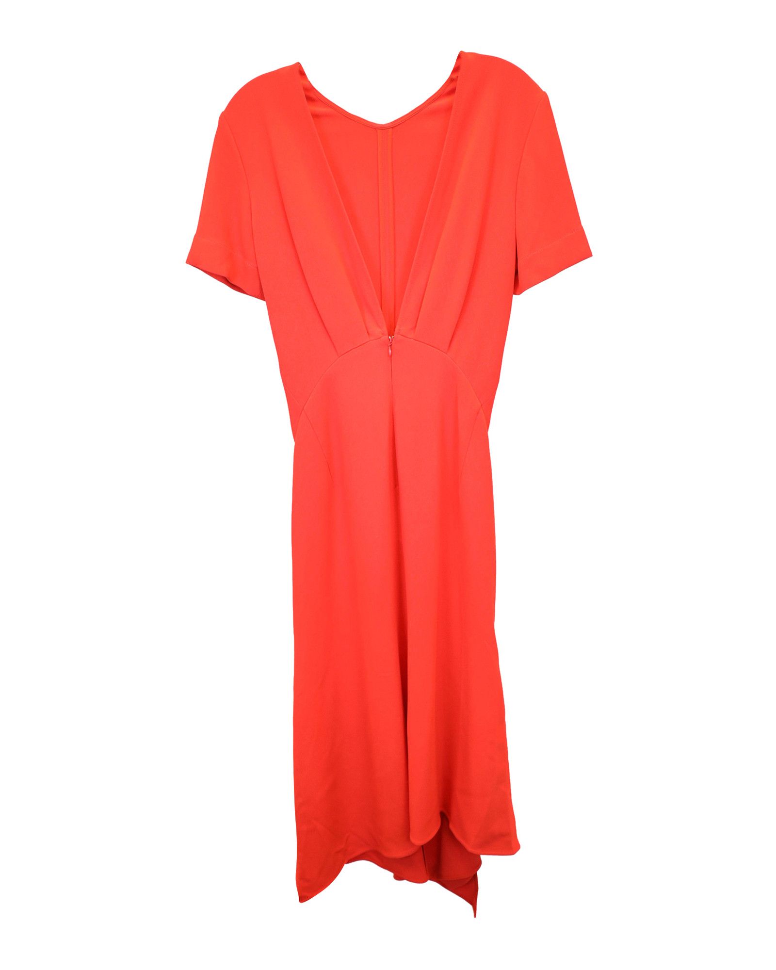 Victoria Beckham Victoria Beckham Asymmetric Cady Midi Dress in Coral Viscose Size XS / US 0-2 / IT 36-38 - 2 Thumbnail