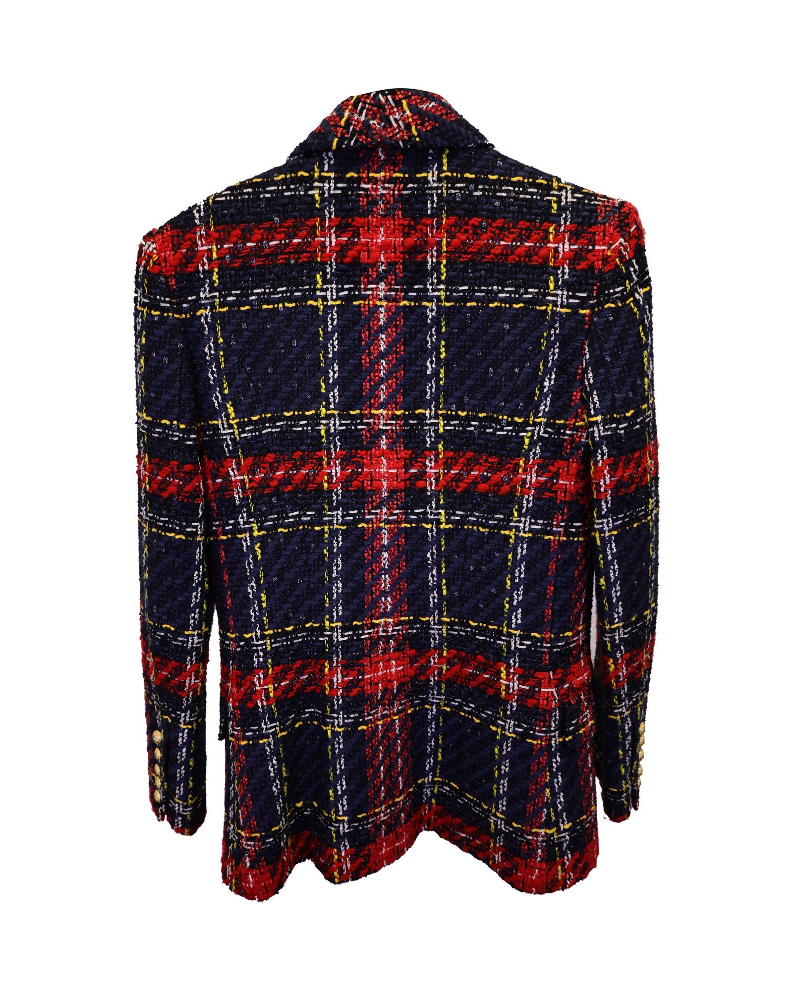 Balmain Balmain Tartan Double Breasted Blazer in Multicolor Tweed Size S / US 4 / IT 40 - 2 Thumbnail