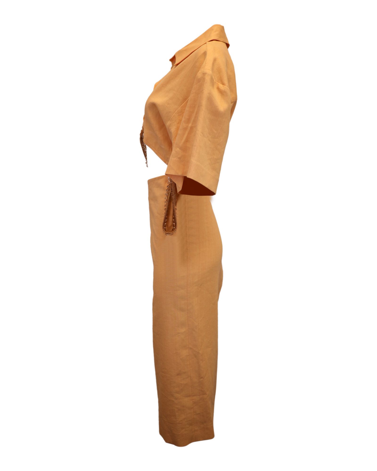 Christopher Esber Christopher Esber Beaded Midi Shirt Dress in Orange Viscose Size XXS / US 00 / IT 34 - 3 Thumbnail