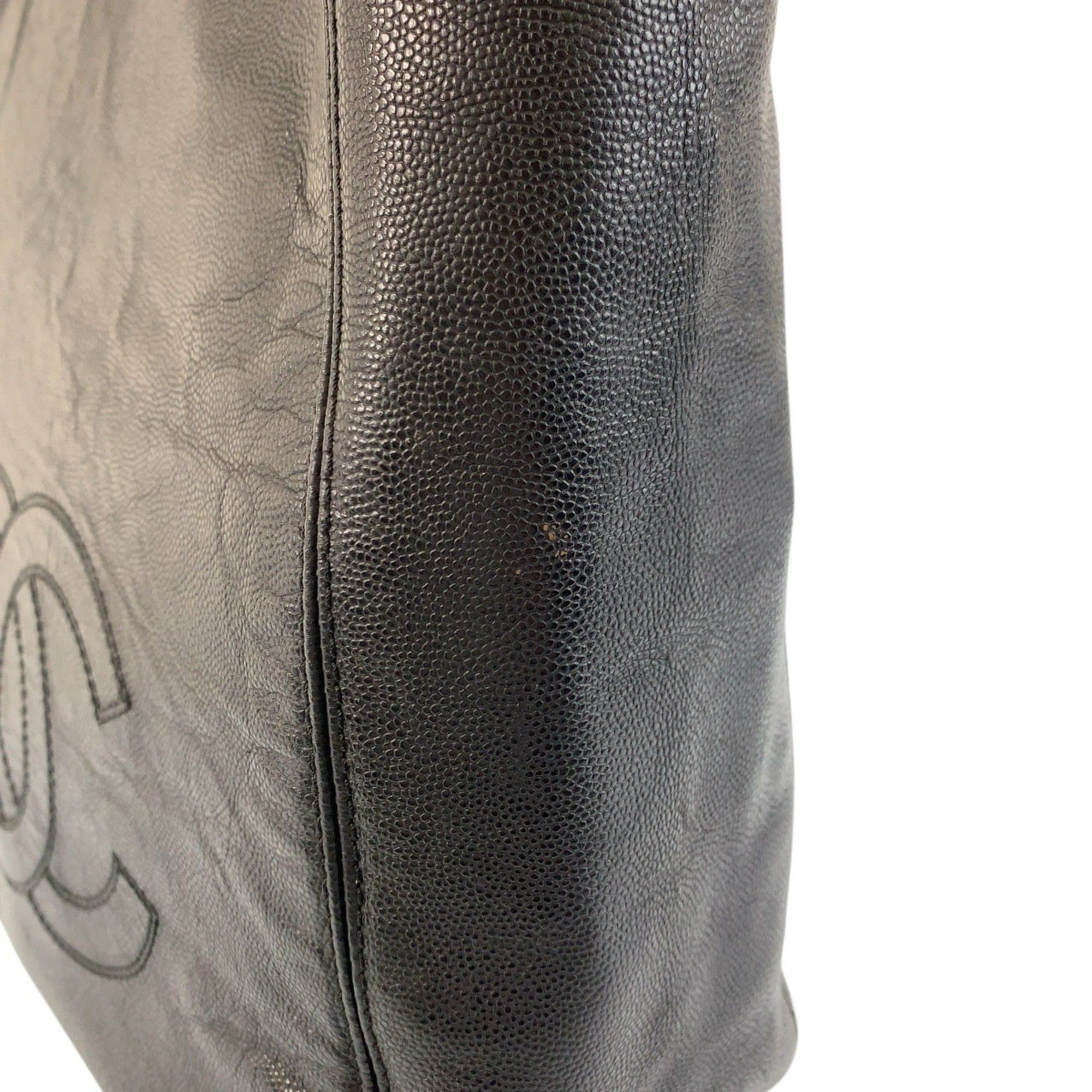 Chanel CHANEL Vintage Coco Mark Marble Chain Black Leather Tote Bag Shoulder for Women Size ONE SIZE - 5 Thumbnail