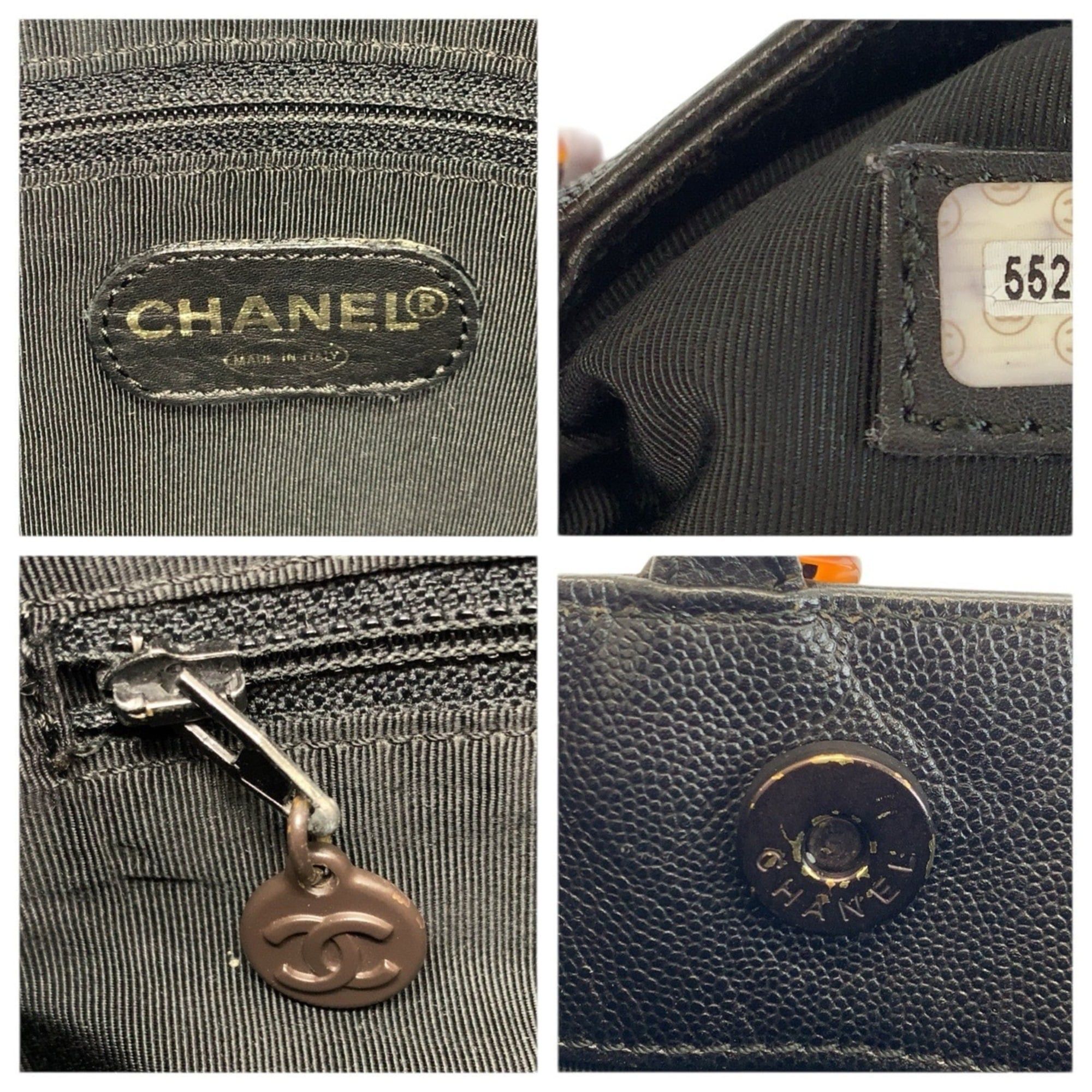 Chanel CHANEL Vintage Coco Mark Marble Chain Black Leather Tote Bag Shoulder for Women Size ONE SIZE - 3 Thumbnail