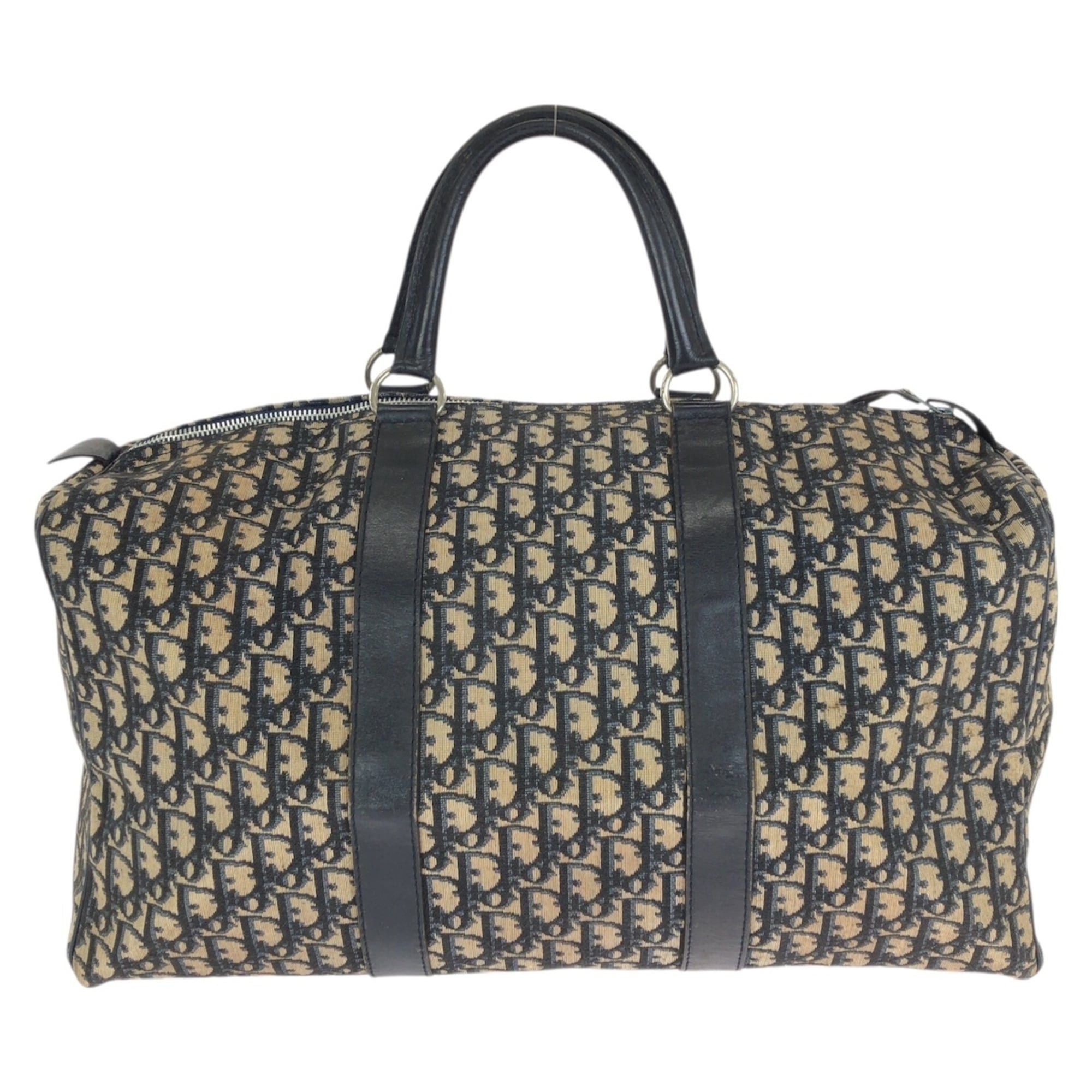 Dior Christian Dior Dior Vintage Trotter Navy Silver Hardware Canvas Leather Boston Bag Travel Unisex Women's Size ONE SIZE - 2 Thumbnail