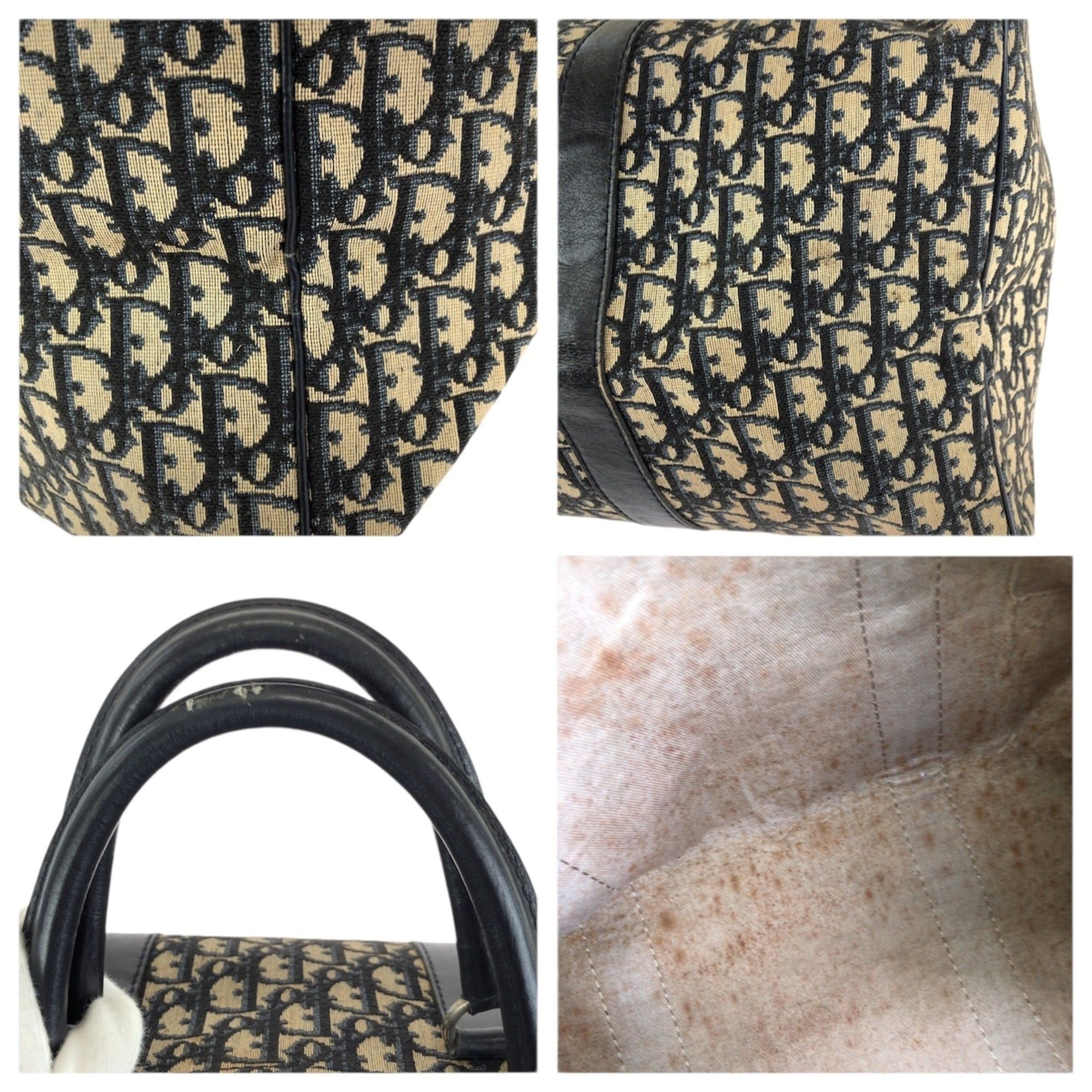 Dior Christian Dior Dior Vintage Trotter Navy Silver Hardware Canvas Leather Boston Bag Travel Unisex Women's Size ONE SIZE - 6 Thumbnail
