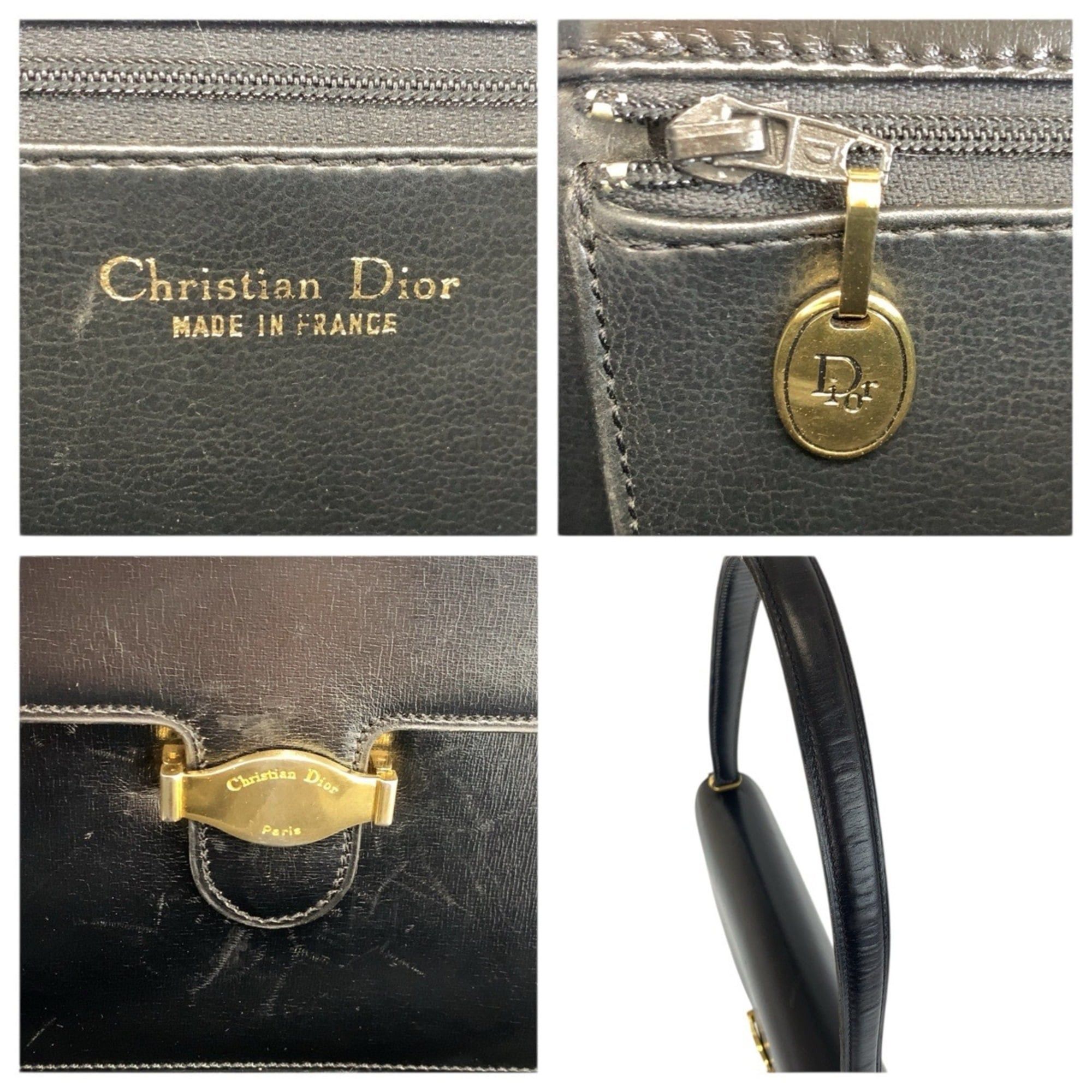 Dior Christian Dior Vintage Black Leather Shoulder Bag with Gold Hardware for Women Size ONE SIZE - 3 Thumbnail