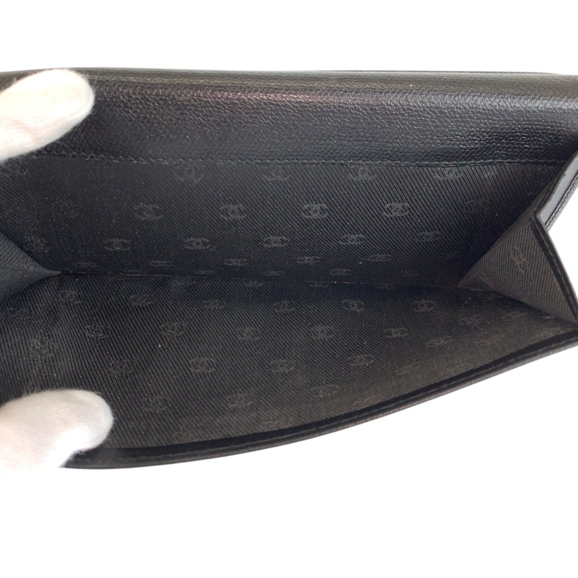 Chanel CHANEL Coco Button Black Leather Long Wallet for Women Size ONE SIZE - 6 Thumbnail