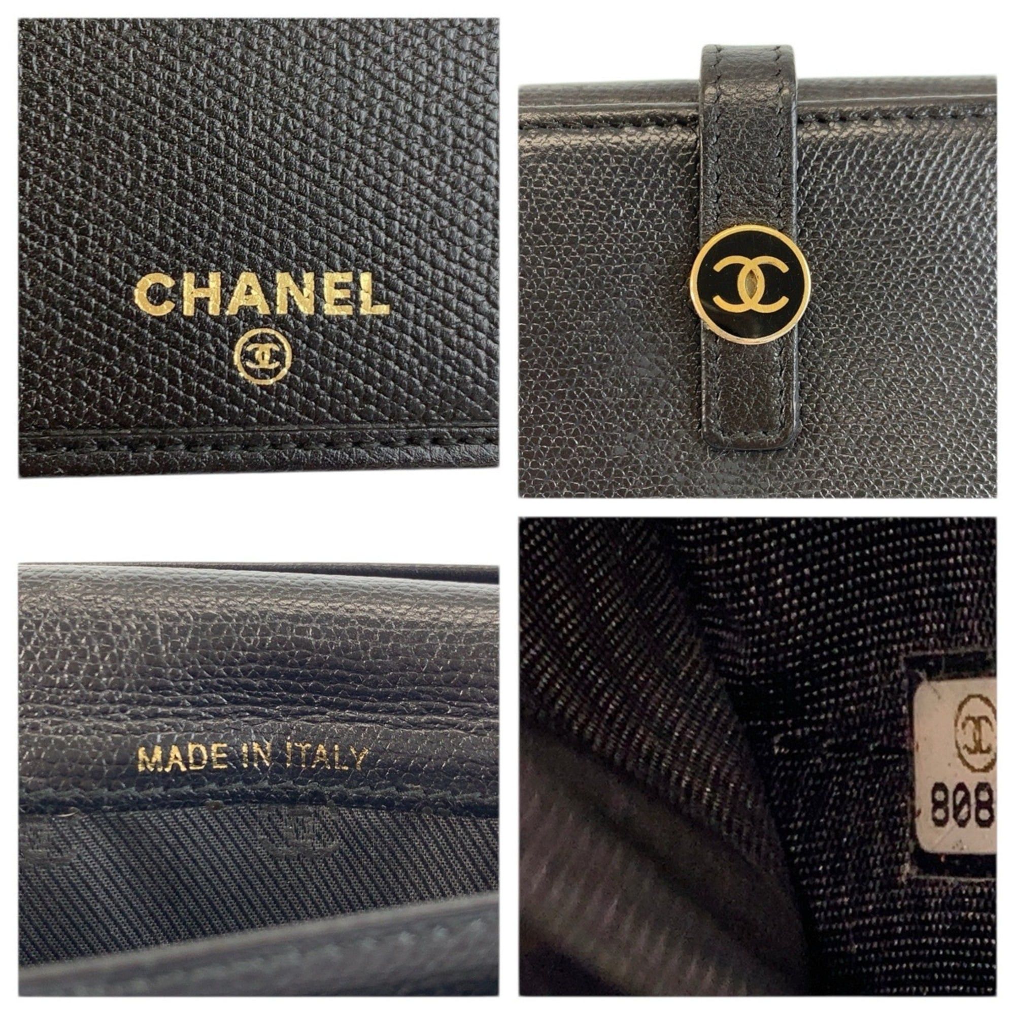 Chanel CHANEL Coco Button Black Leather Long Wallet for Women Size ONE SIZE - 3 Thumbnail
