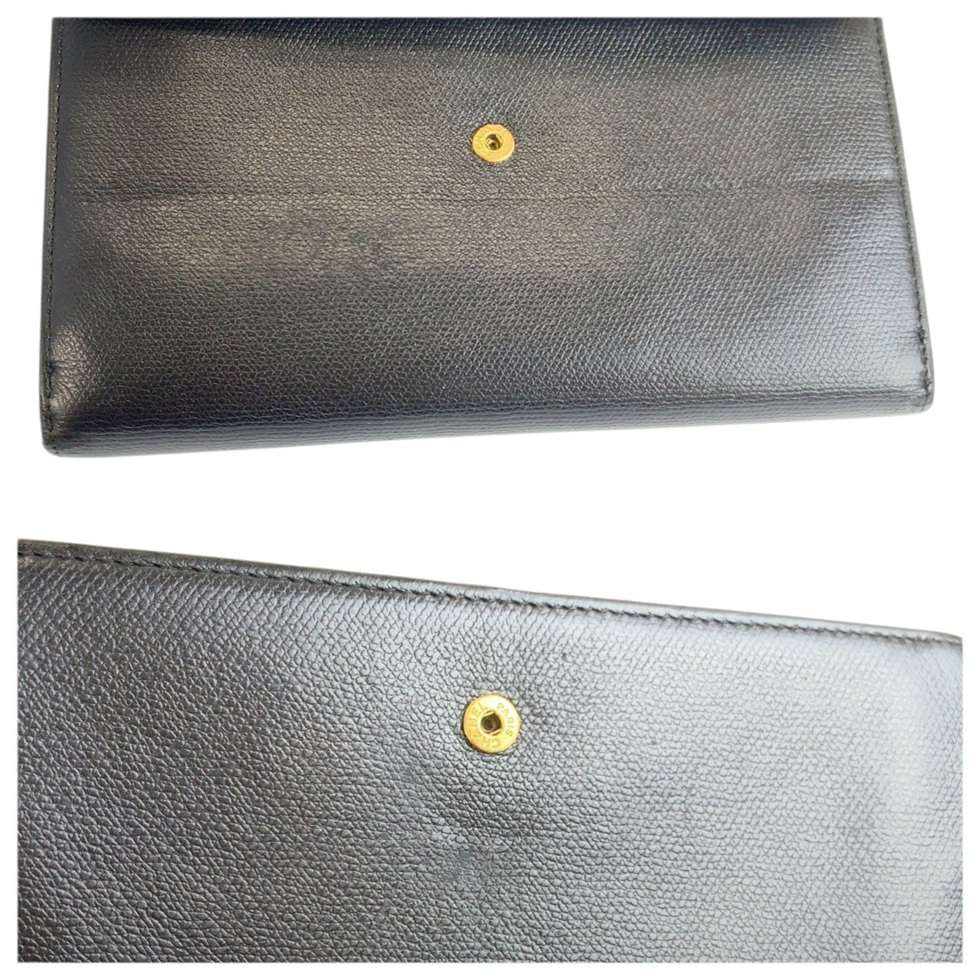 Chanel CHANEL Coco Button Black Leather Long Wallet for Women Size ONE SIZE - 9 Thumbnail