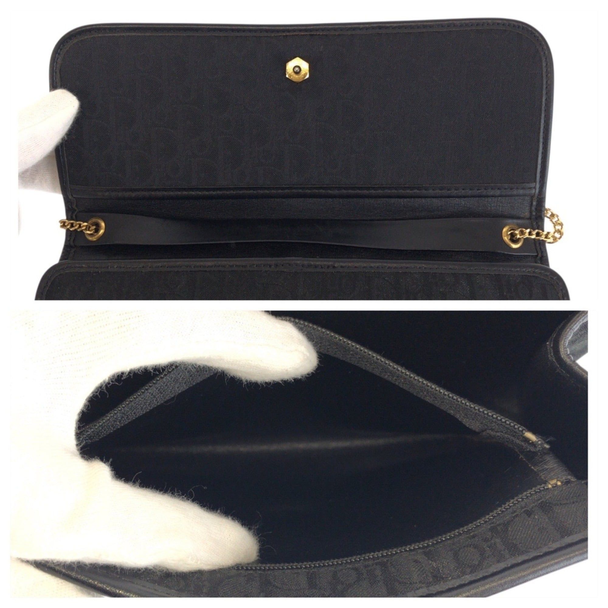 Dior Christian Dior Vintage Trotter Black Canvas Chain Shoulder Bag/Pouch for Women Size ONE SIZE - 4 Thumbnail