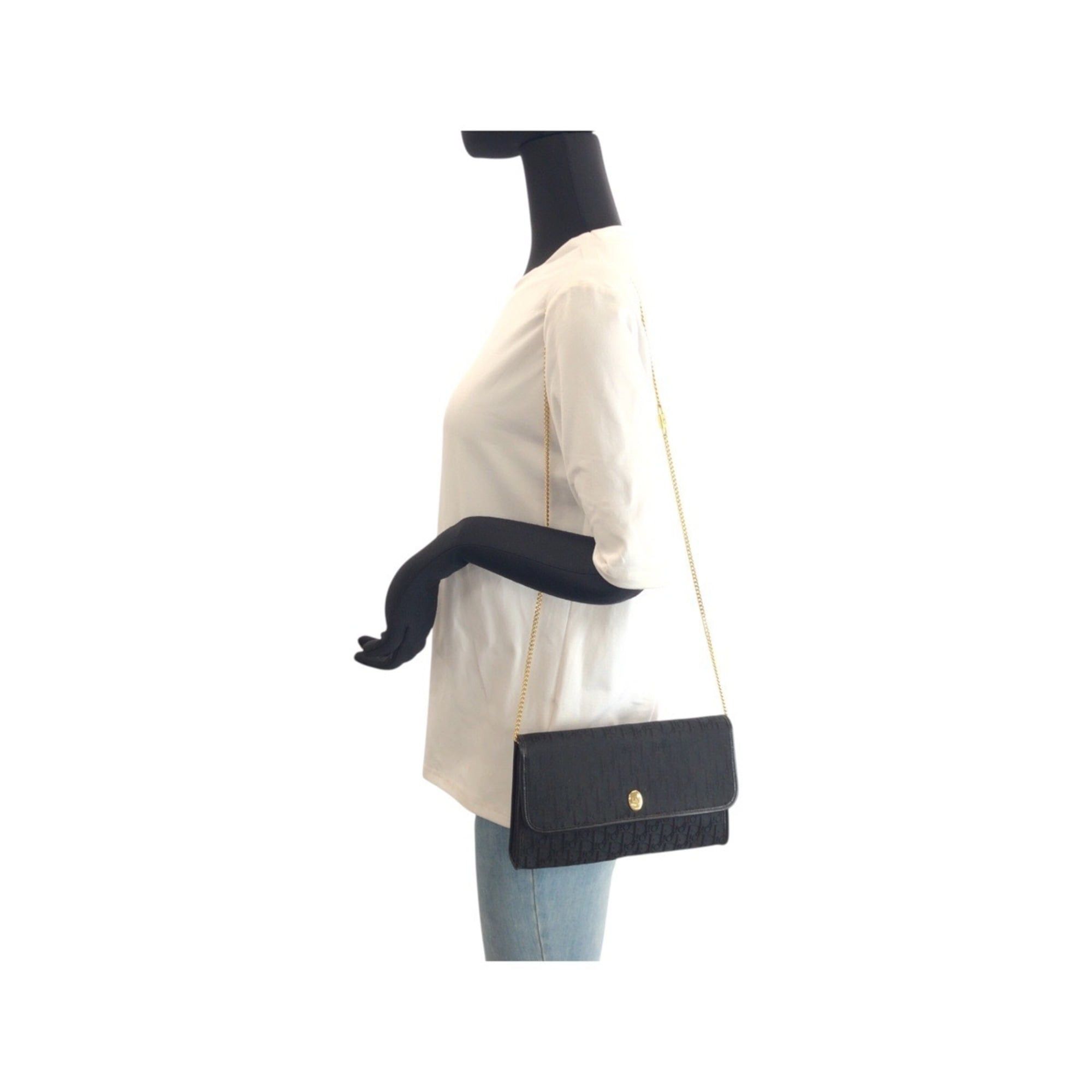 Dior Christian Dior Vintage Trotter Black Canvas Chain Shoulder Bag/Pouch for Women Size ONE SIZE - 7 Thumbnail