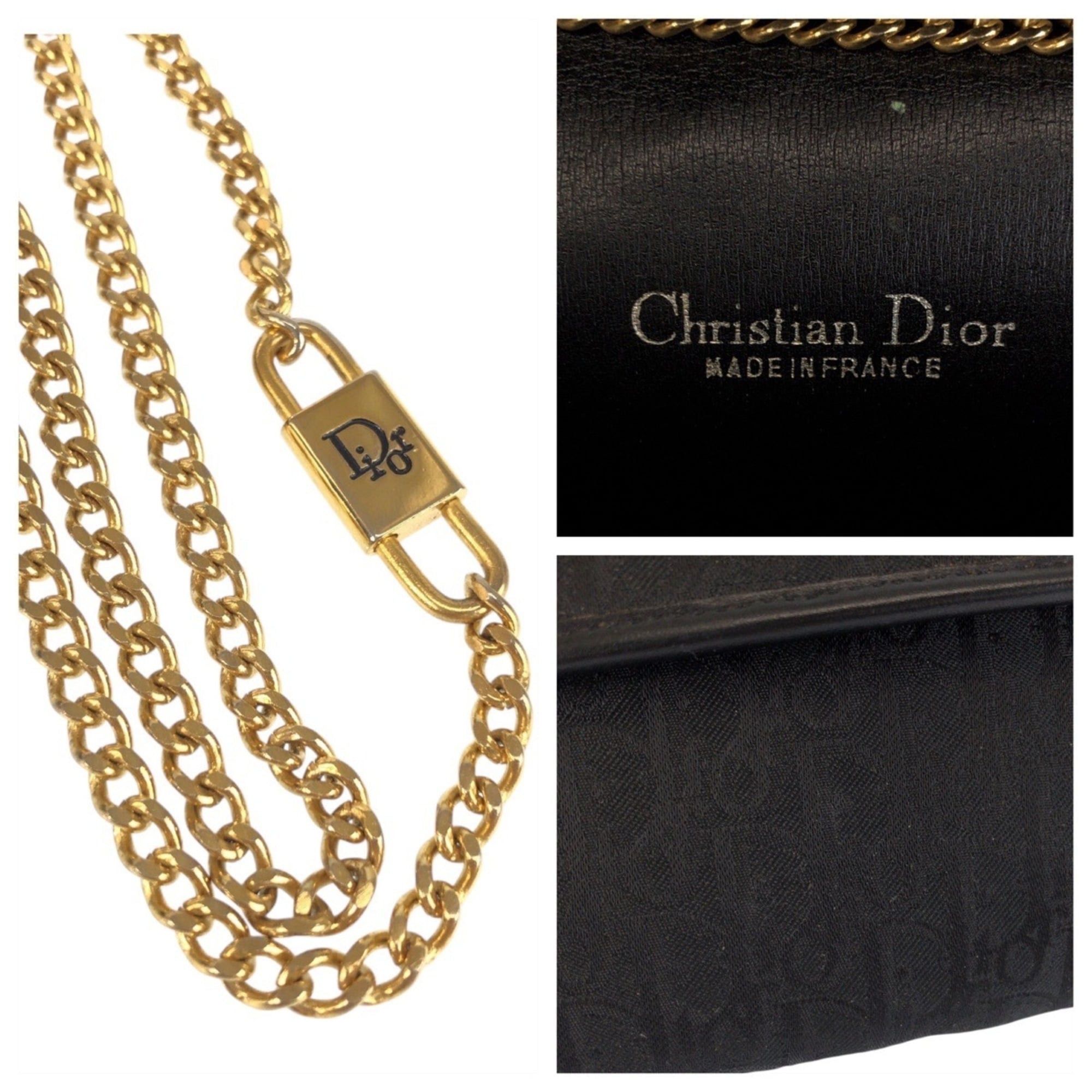 Dior Christian Dior Vintage Trotter Black Canvas Chain Shoulder Bag/Pouch for Women Size ONE SIZE - 5 Thumbnail