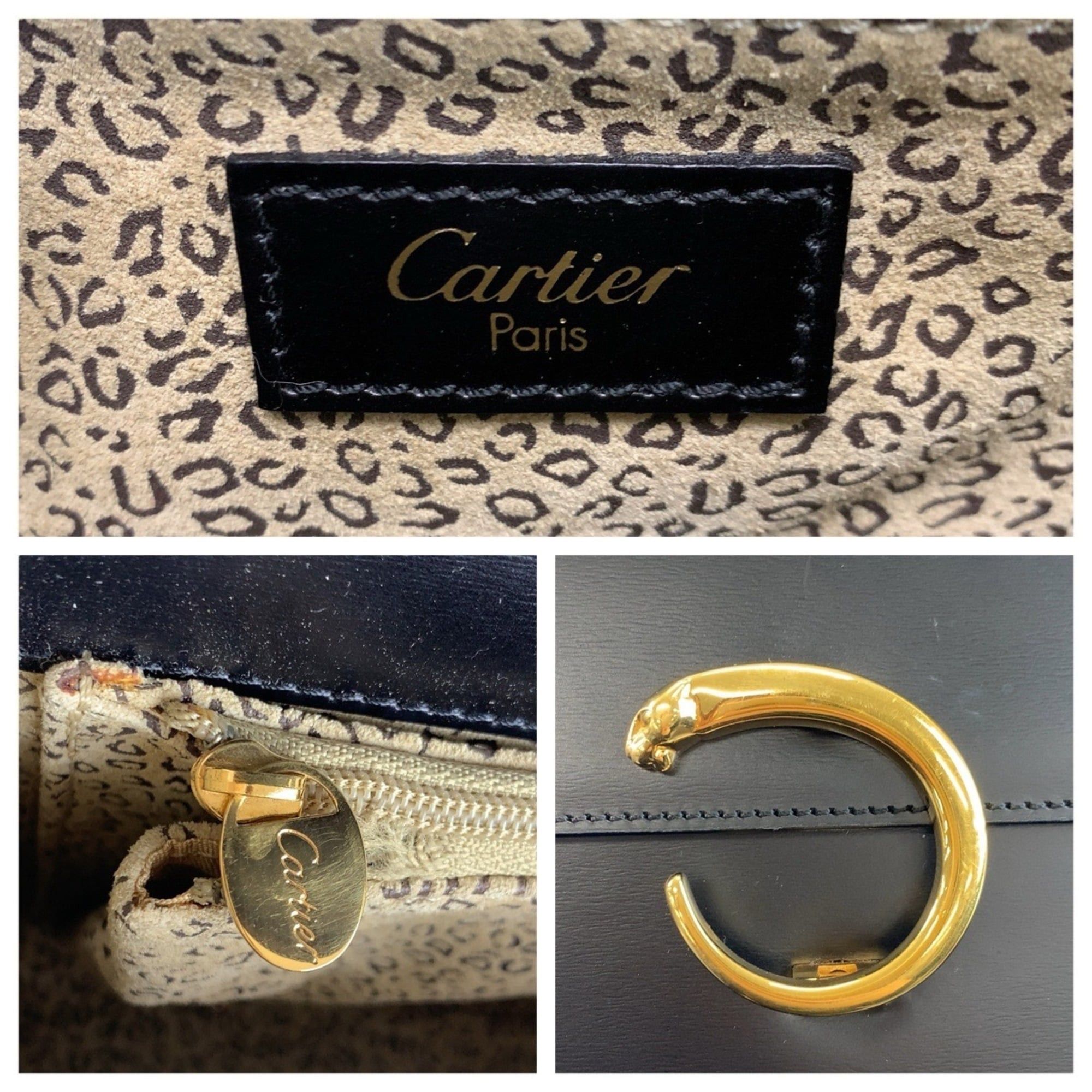 Cartier Cartier Panthère Black Leather Handbag with Gold Hardware for Women Size ONE SIZE - 3 Thumbnail