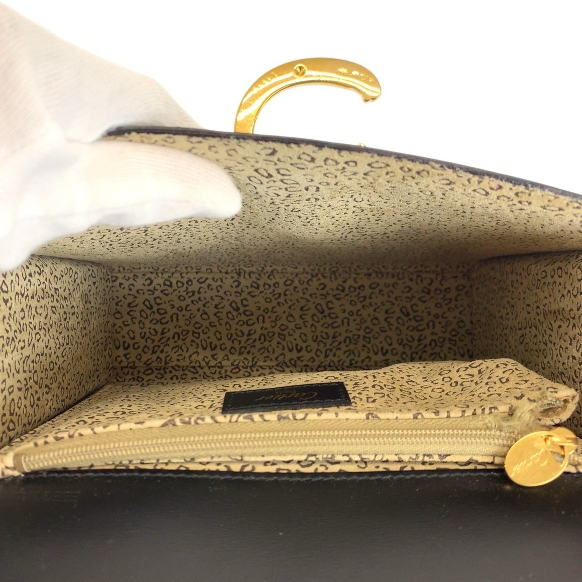 Cartier Cartier Panthère Black Leather Handbag with Gold Hardware for Women Size ONE SIZE - 9 Thumbnail