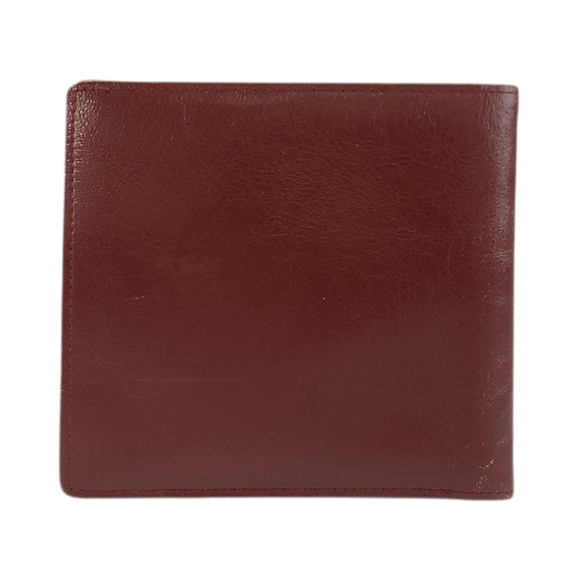 Cartier CARTIER Vintage Must Line Bordeaux Gold Hardware Leather Folding Wallet for Women Size ONE SIZE - 2 Thumbnail