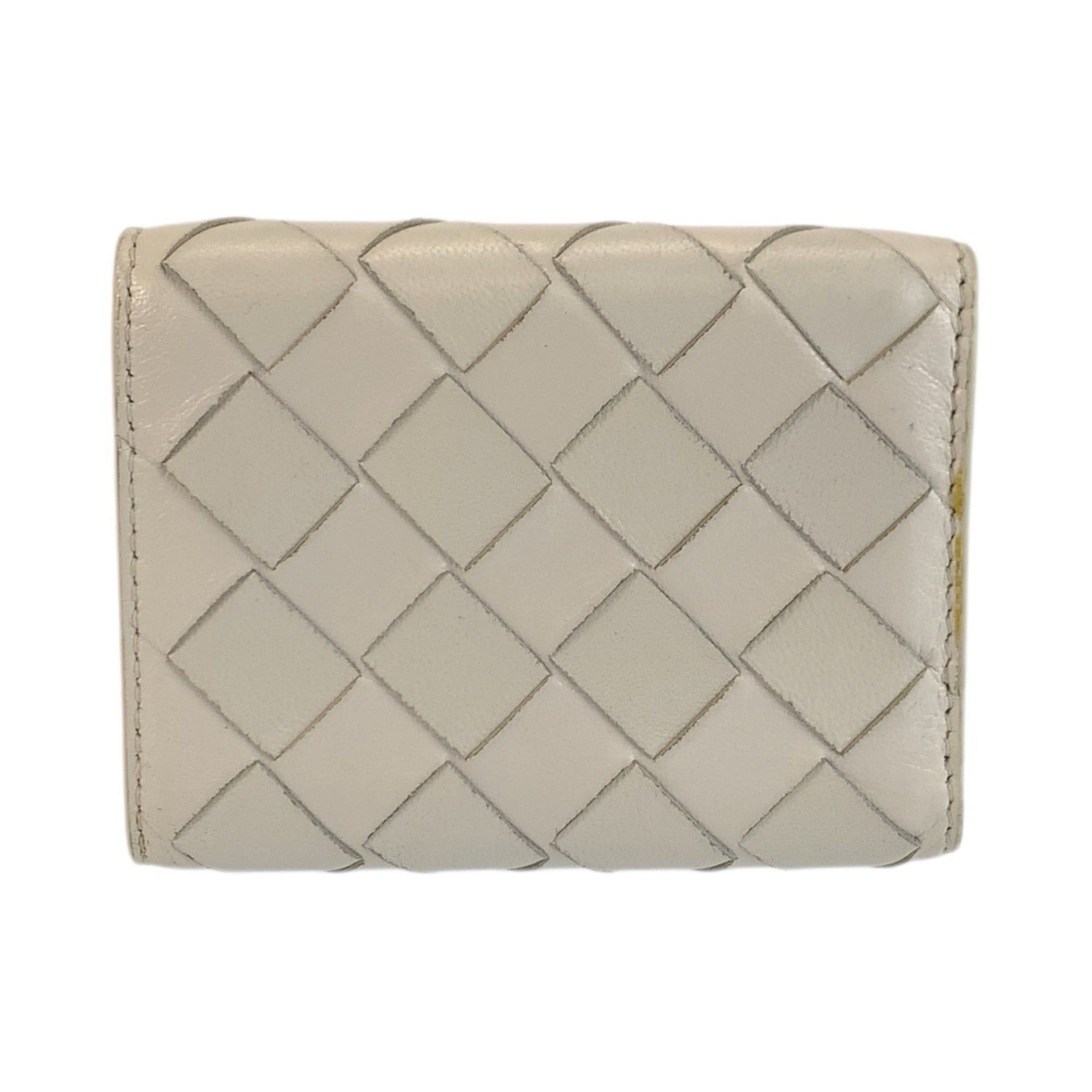 Bottega Veneta Bottega Veneta Intrecciato White Leather Folding Wallet with Silver Hardware S022234 Compact for Women Size ONE SIZE - 2 Thumbnail