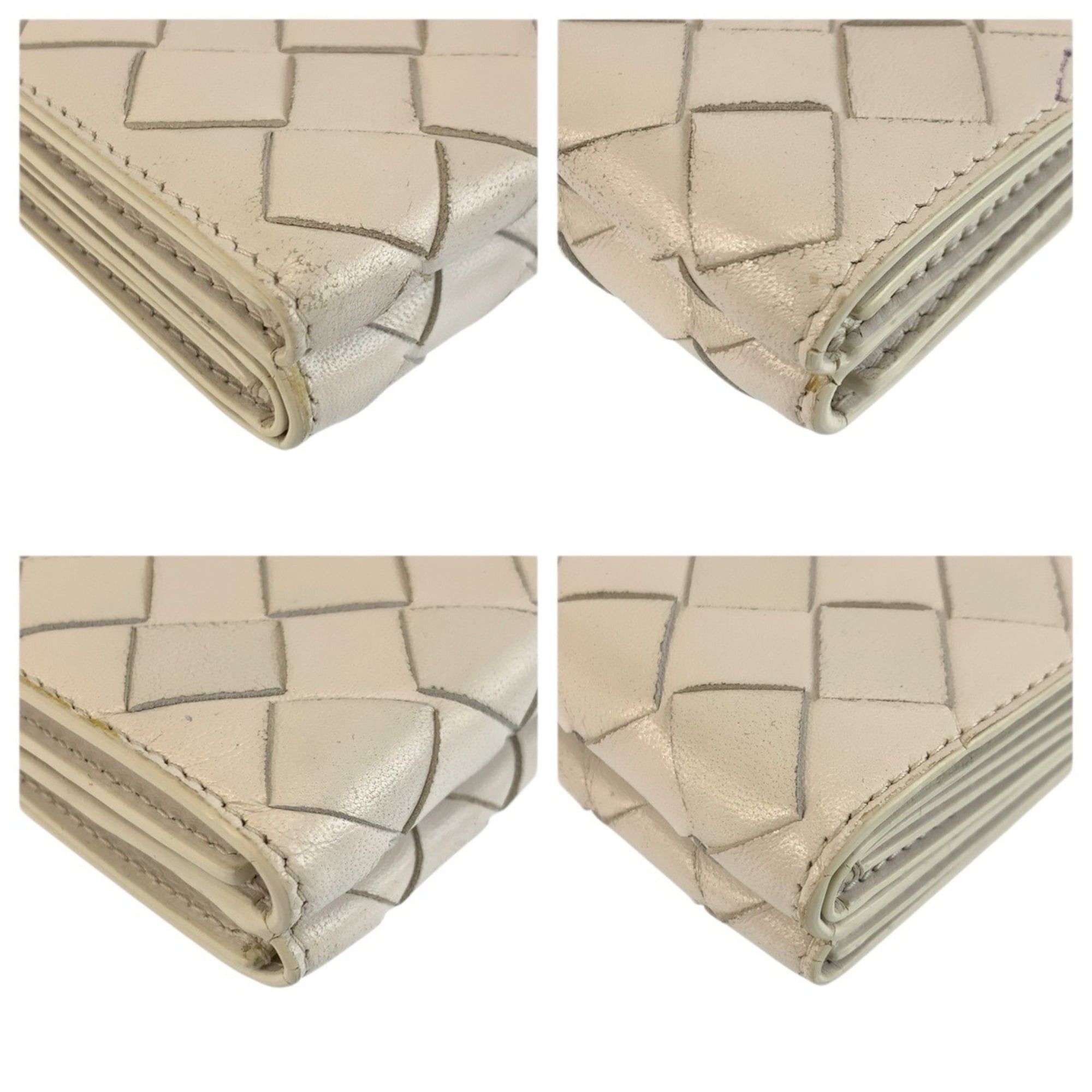 Bottega Veneta Bottega Veneta Intrecciato White Leather Folding Wallet with Silver Hardware S022234 Compact for Women Size ONE SIZE - 7 Thumbnail