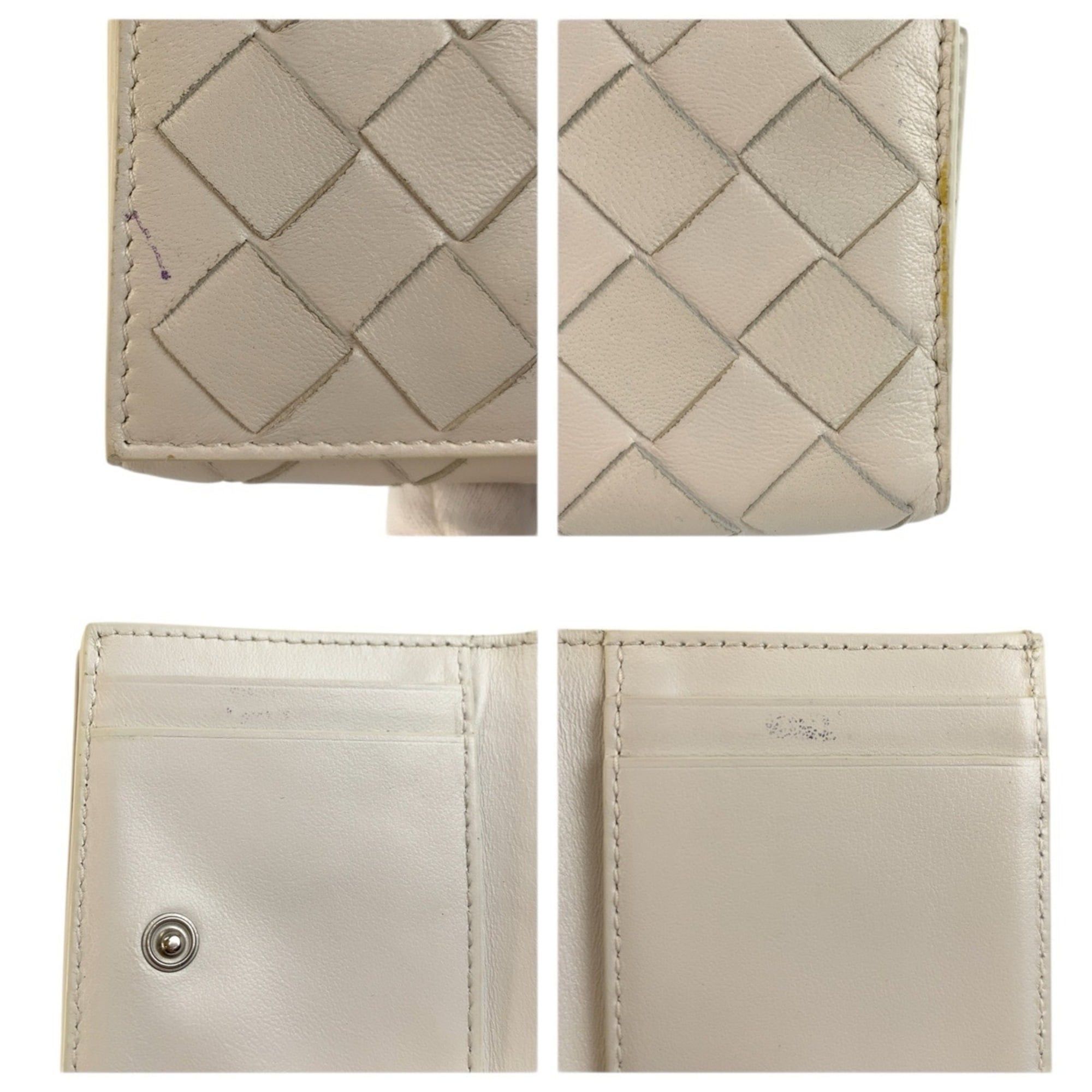 Bottega Veneta Bottega Veneta Intrecciato White Leather Folding Wallet with Silver Hardware S022234 Compact for Women Size ONE SIZE - 8 Thumbnail