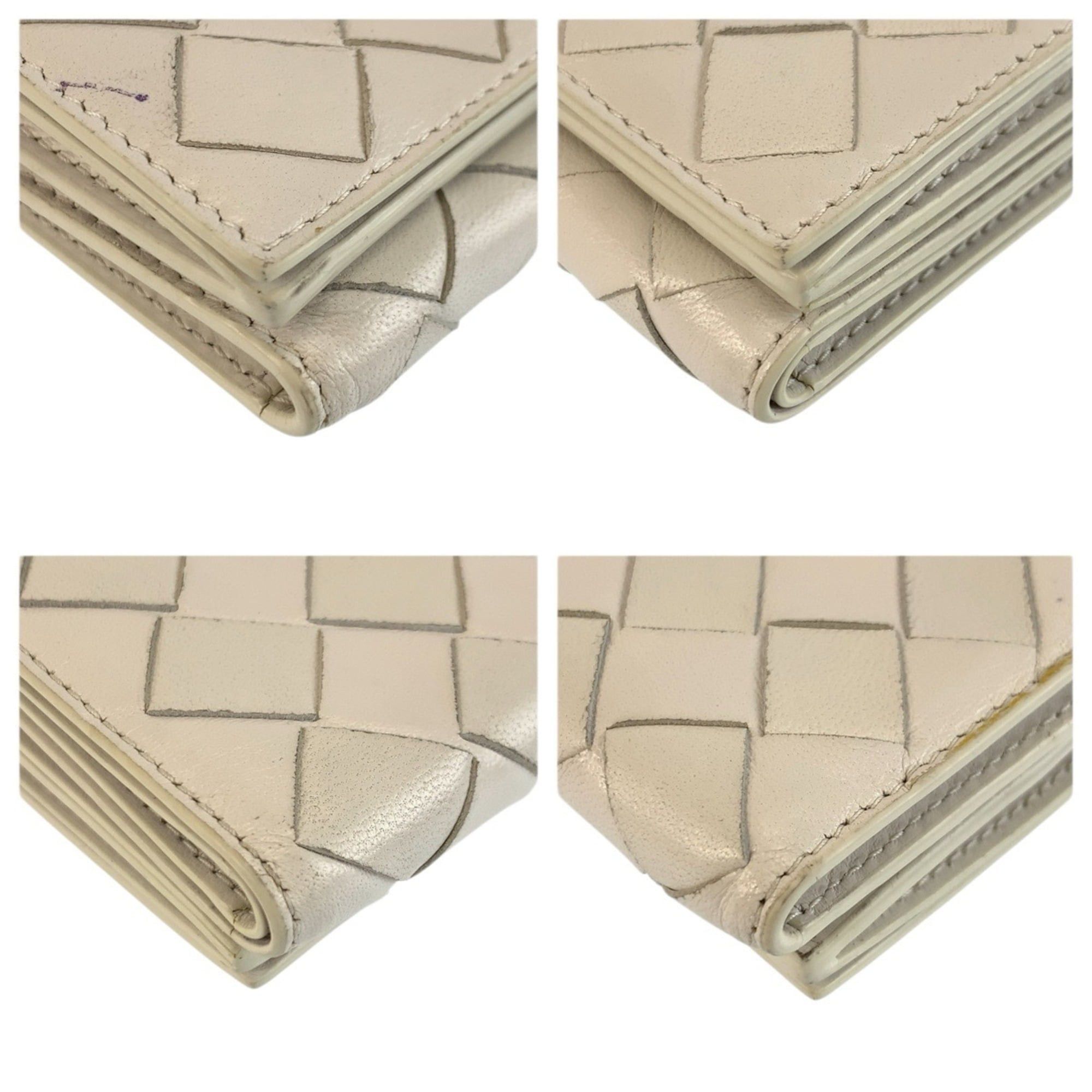 Bottega Veneta Bottega Veneta Intrecciato White Leather Folding Wallet with Silver Hardware S022234 Compact for Women Size ONE SIZE - 6 Thumbnail