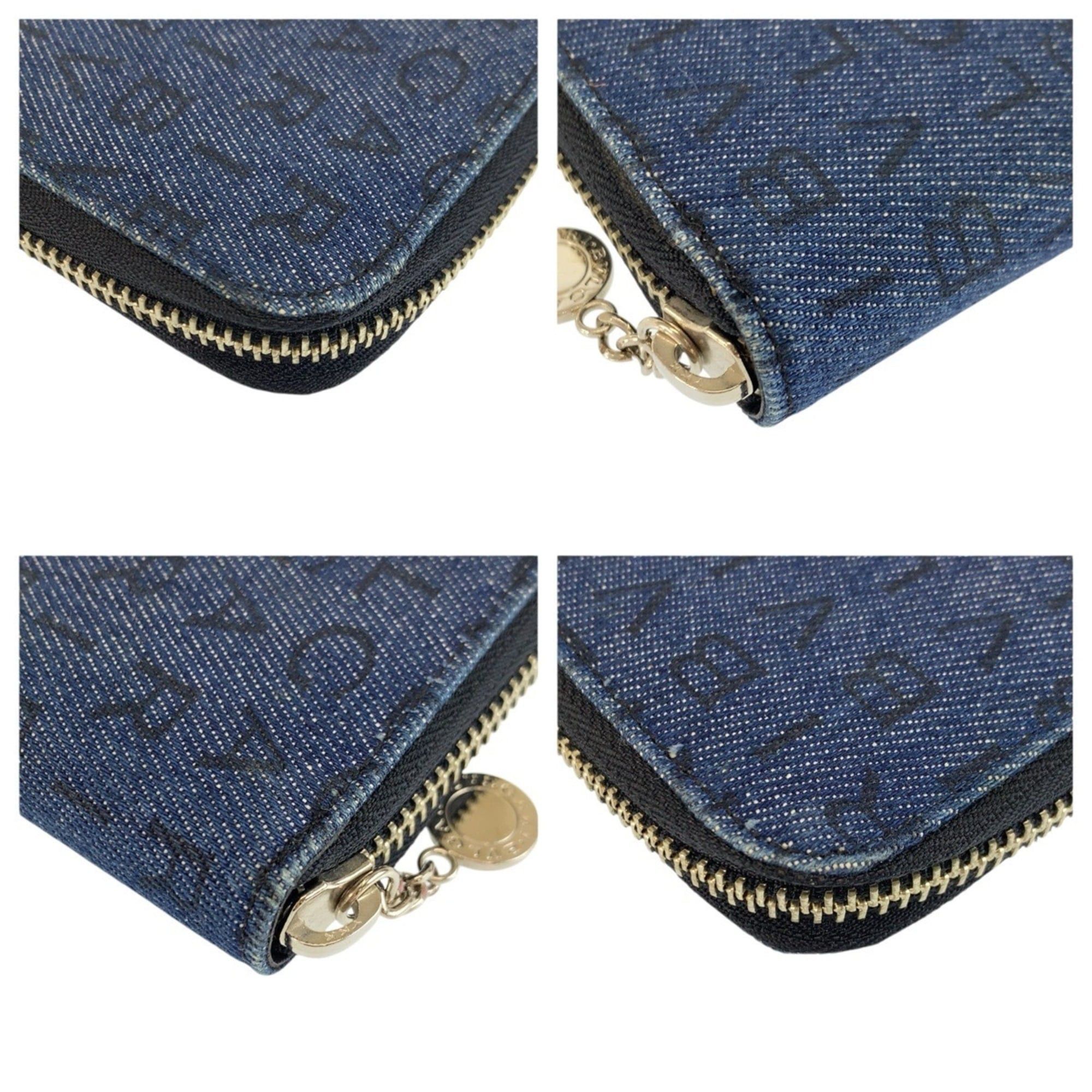 Bvlgari BVLGARI Logomania Blue Black Silver Hardware Denim Leather Folding Wallet Compact for Women Size ONE SIZE - 8 Thumbnail