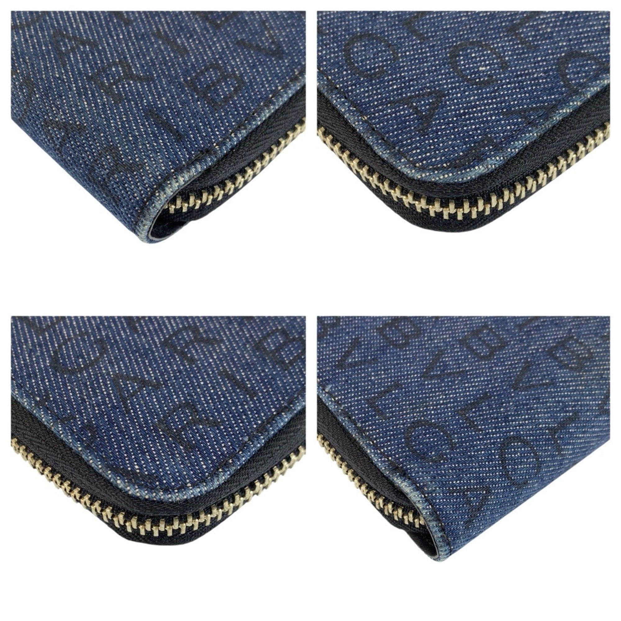 Bvlgari BVLGARI Logomania Blue Black Silver Hardware Denim Leather Folding Wallet Compact for Women Size ONE SIZE - 7 Thumbnail