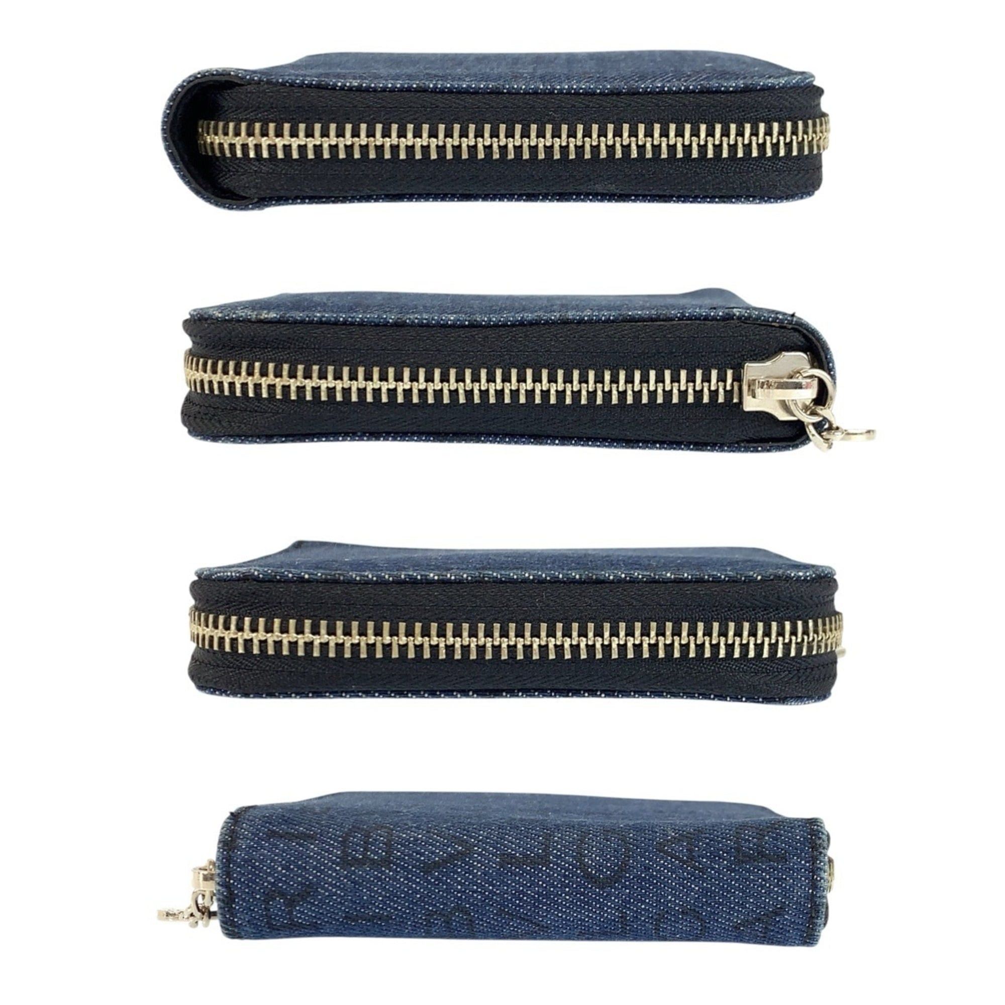Bvlgari BVLGARI Logomania Blue Black Silver Hardware Denim Leather Folding Wallet Compact for Women Size ONE SIZE - 10 Thumbnail