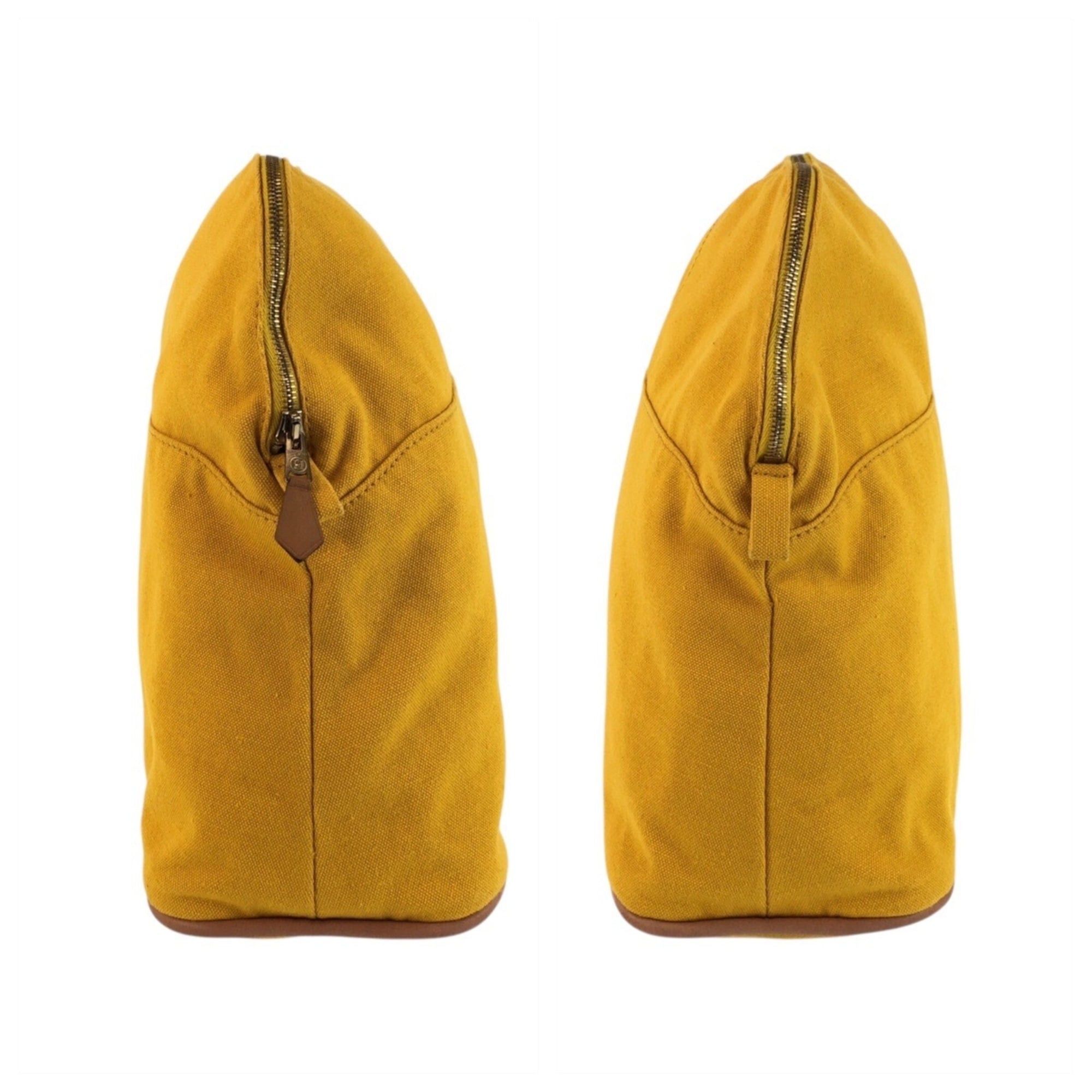 Hermes HERMES Bolide Yellow Mustard Gold Hardware Canvas Handbag Pouch Cosmetic Women's Size ONE SIZE - 6 Thumbnail