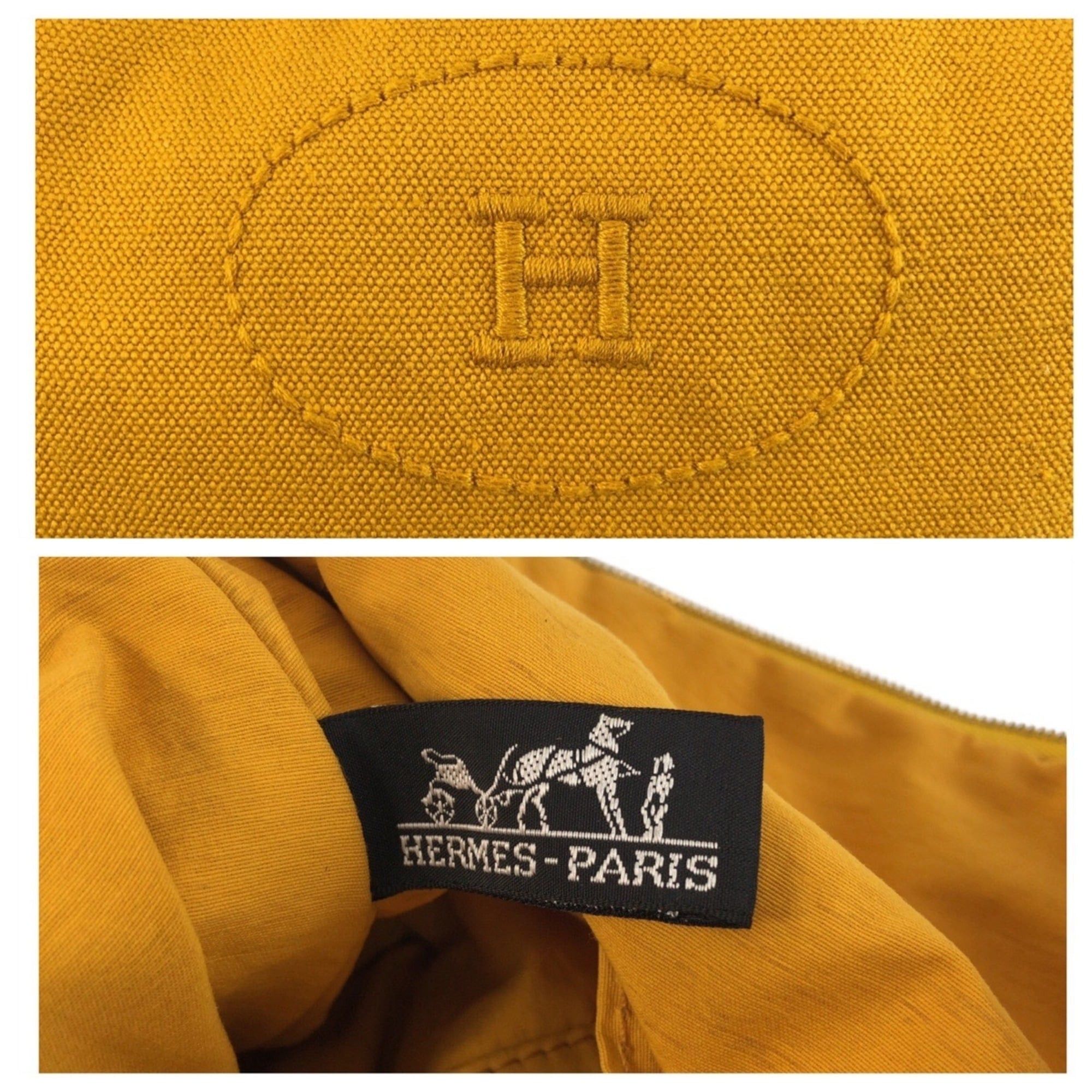 Hermes HERMES Bolide Yellow Mustard Gold Hardware Canvas Handbag Pouch Cosmetic Women's Size ONE SIZE - 5 Thumbnail
