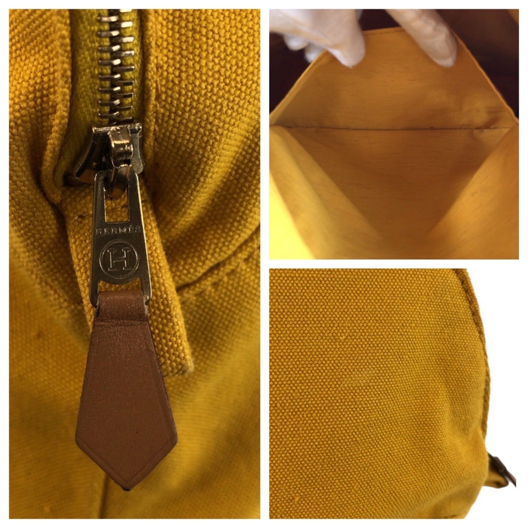 Hermes HERMES Bolide Yellow Mustard Gold Hardware Canvas Handbag Pouch Cosmetic Women's Size ONE SIZE - 4 Thumbnail