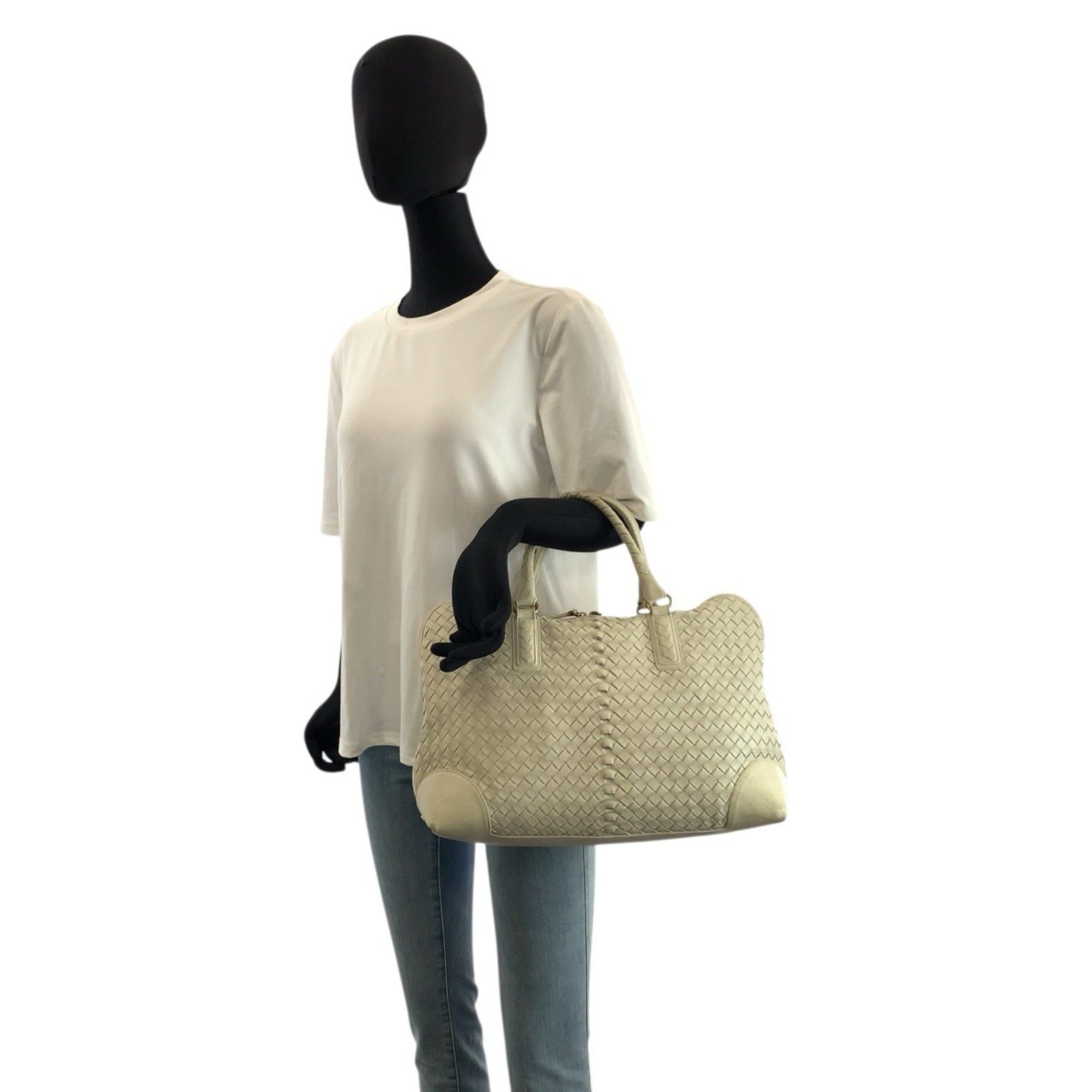 Bottega Veneta BOTTEGA VENETA Intrecciato Ivory Leather Handbag/Shoulder Bag (194403 VFEDO 9541) for Women Size ONE SIZE - 7 Thumbnail