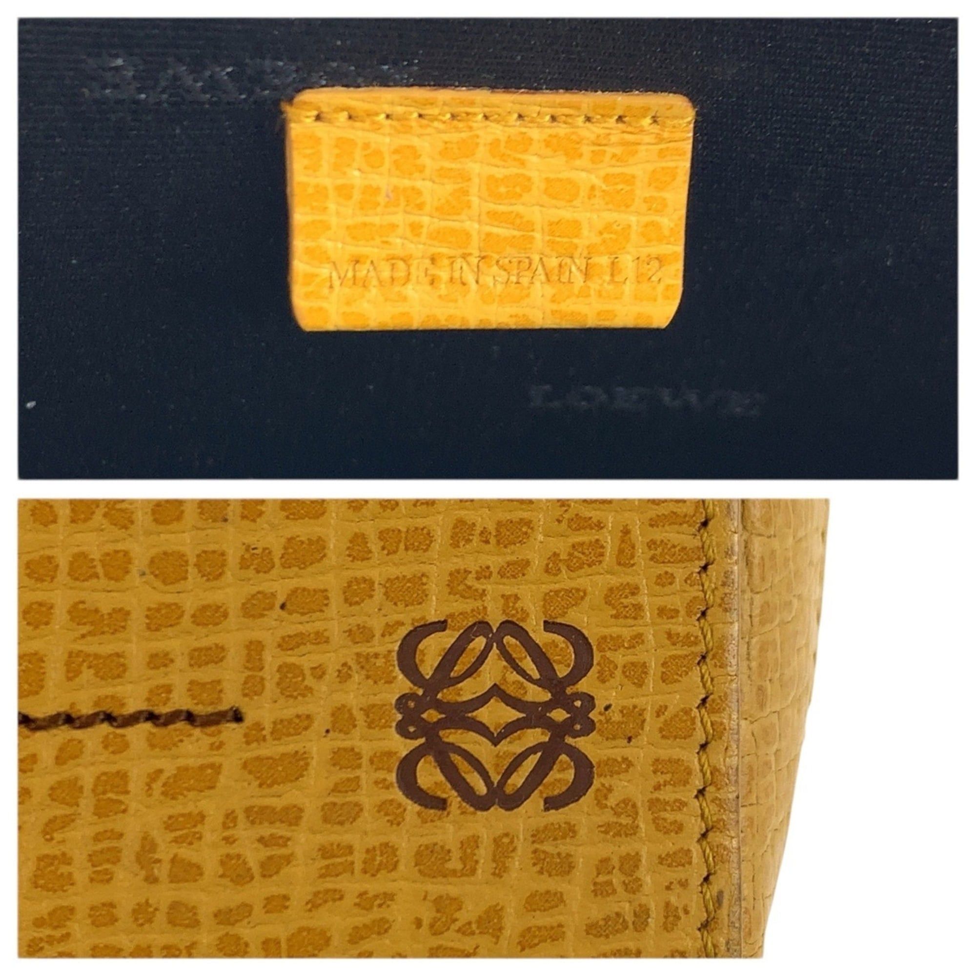 Loewe LOEWE Anagram Yellow Leather L12 Handbag Pouch Cosmetic for Women Size ONE SIZE - 3 Thumbnail