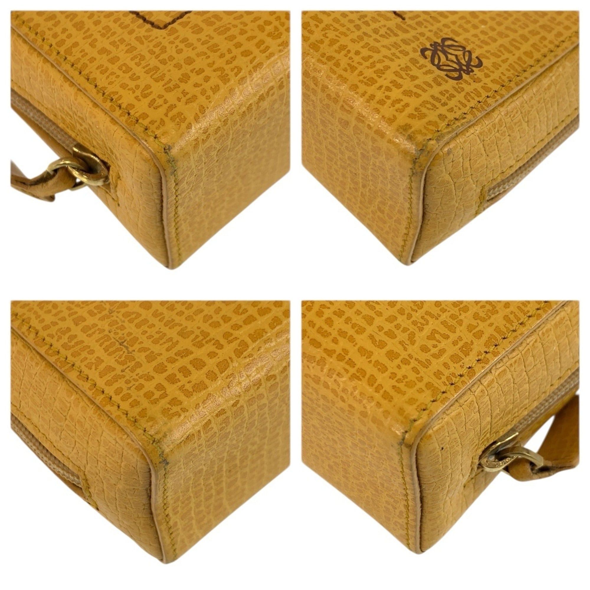 Loewe LOEWE Anagram Yellow Leather L12 Handbag Pouch Cosmetic for Women Size ONE SIZE - 4 Thumbnail