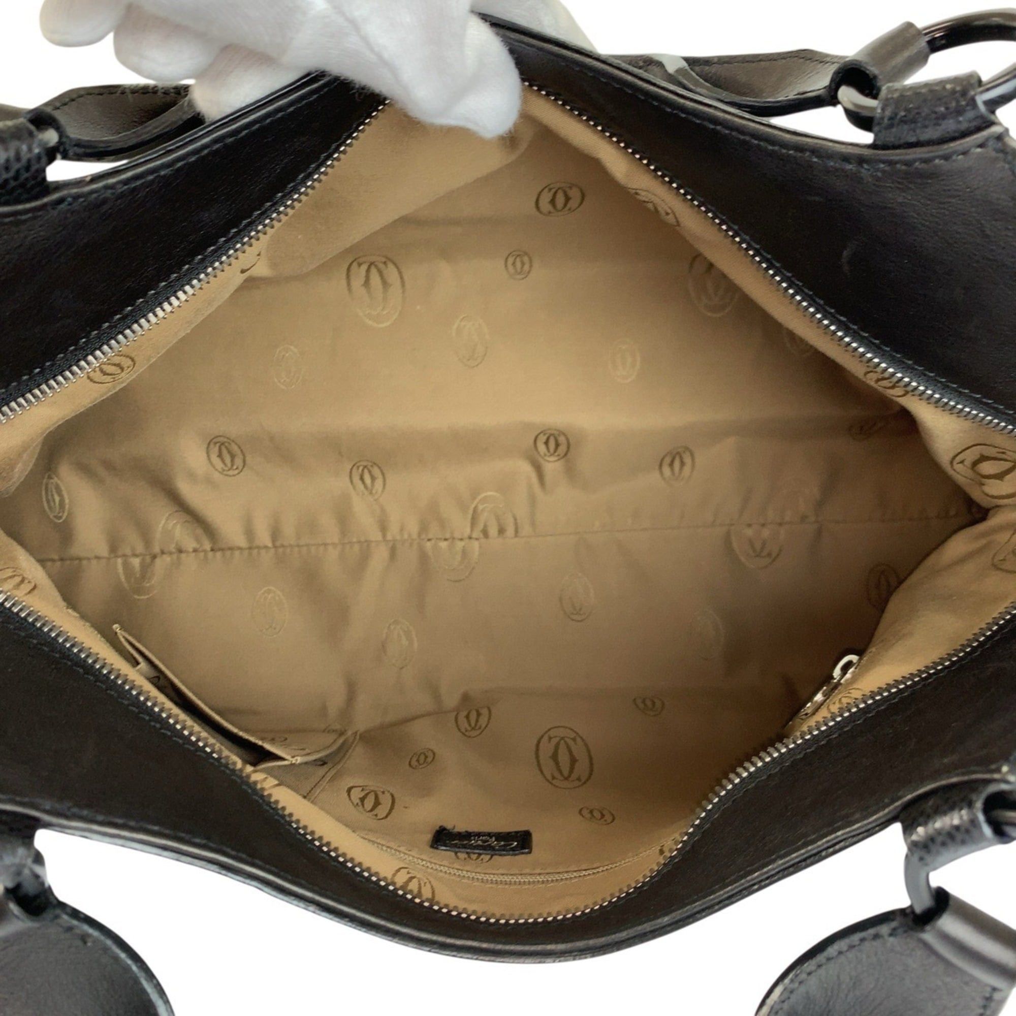 Cartier Cartier Marcello Black Leather Tote Bag, Handbag, Shoulder Bag for Women, with Silver Hardware Size ONE SIZE - 9 Thumbnail