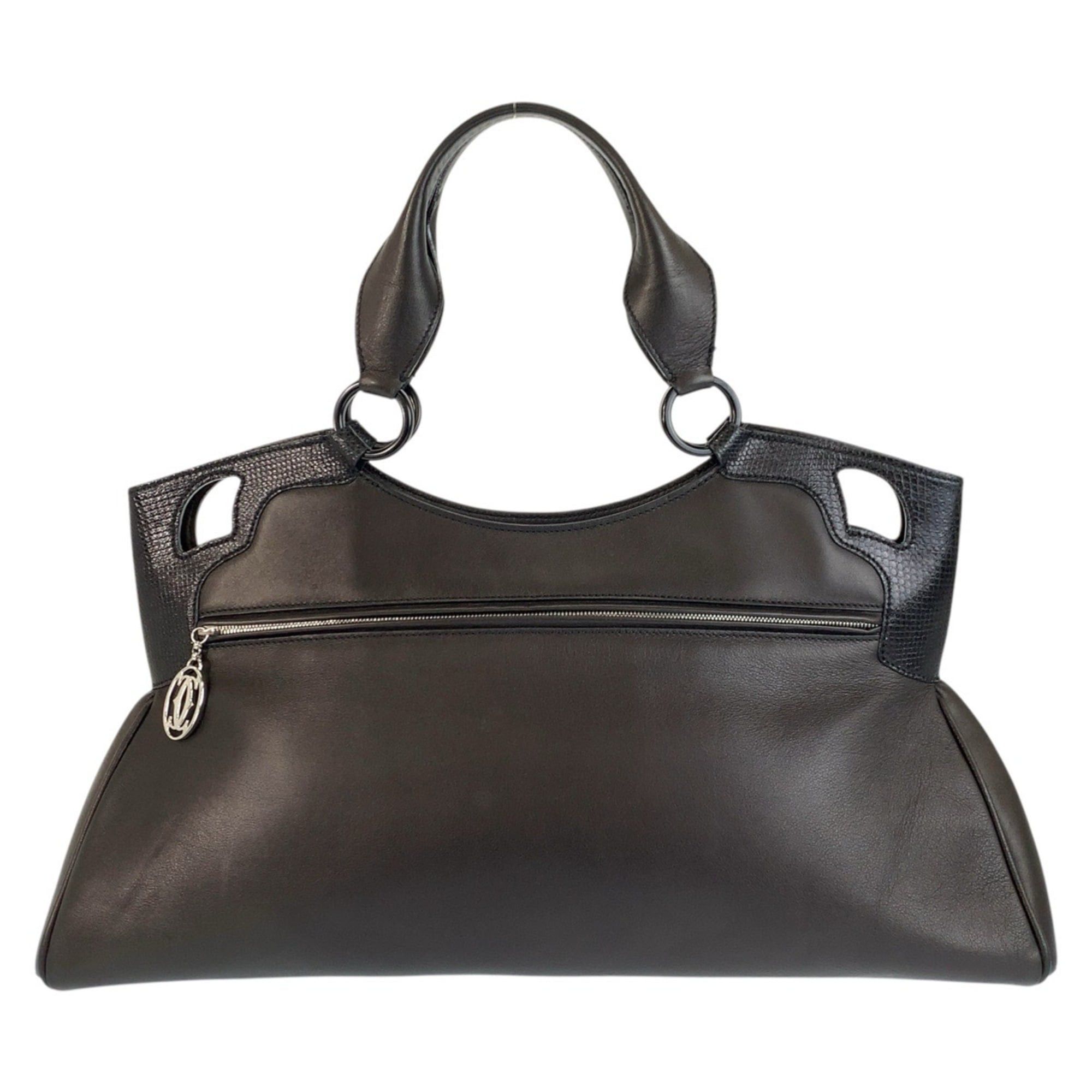 Cartier Cartier Marcello Black Leather Tote Bag, Handbag, Shoulder Bag for Women, with Silver Hardware Size ONE SIZE - 2 Thumbnail