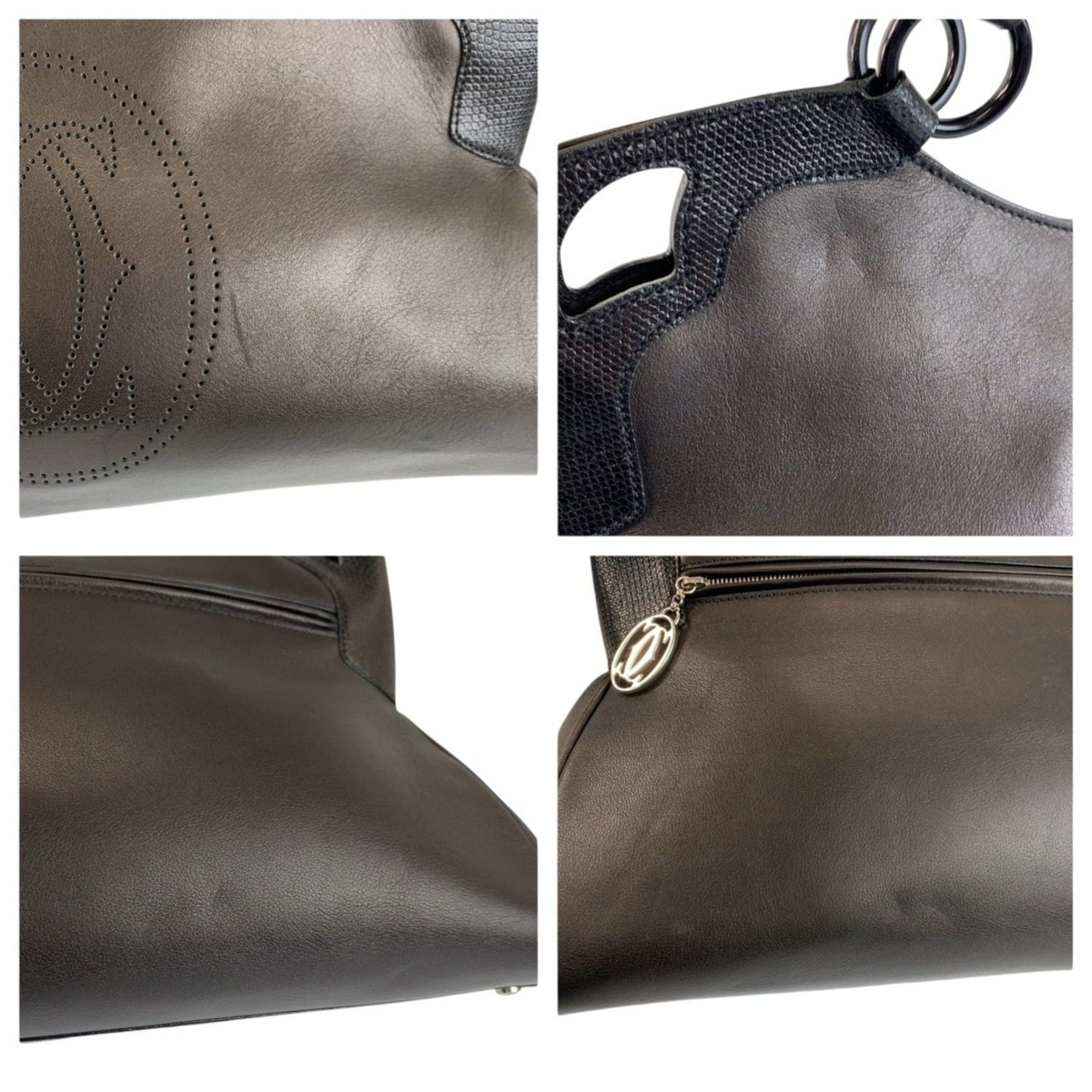 Cartier Cartier Marcello Black Leather Tote Bag, Handbag, Shoulder Bag for Women, with Silver Hardware Size ONE SIZE - 5 Thumbnail