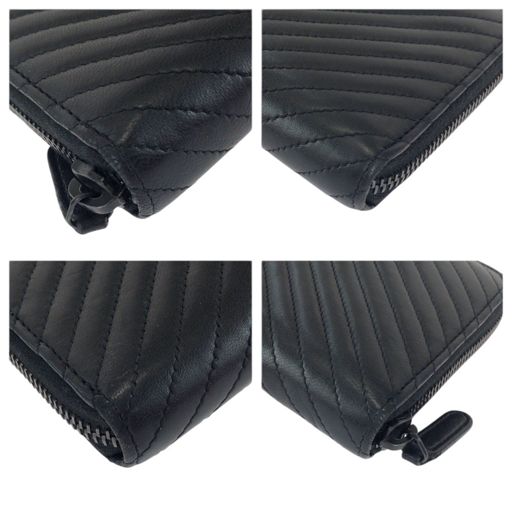 Chanel CHANEL Chevron V-stitch Coco Mark Black Lambskin Long Wallet with Gunmetal Hardware, Round Zipper, for Women Size ONE SIZE - 3 Thumbnail