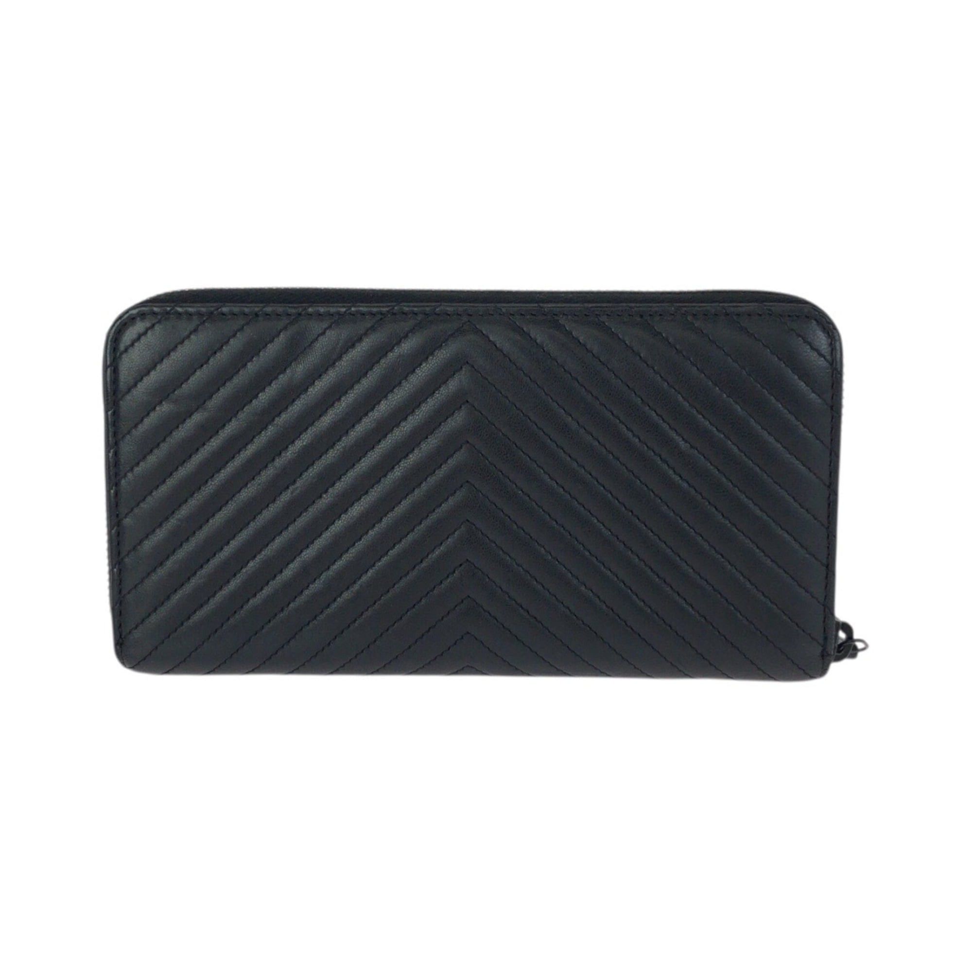 Chanel CHANEL Chevron V-stitch Coco Mark Black Lambskin Long Wallet with Gunmetal Hardware, Round Zipper, for Women Size ONE SIZE - 2 Thumbnail