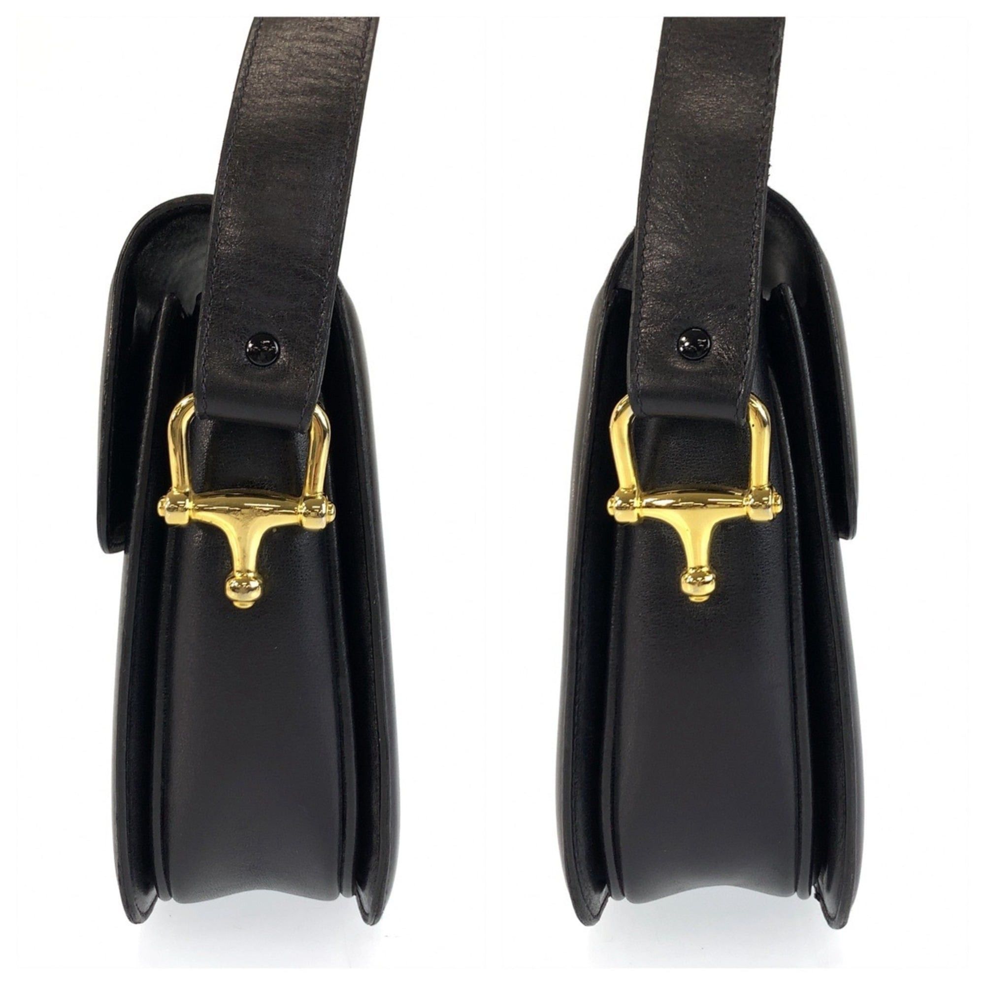 Celine Celine Carriage Hardware Black Leather Shoulder Bag with Gold for Women Size ONE SIZE - 7 Thumbnail