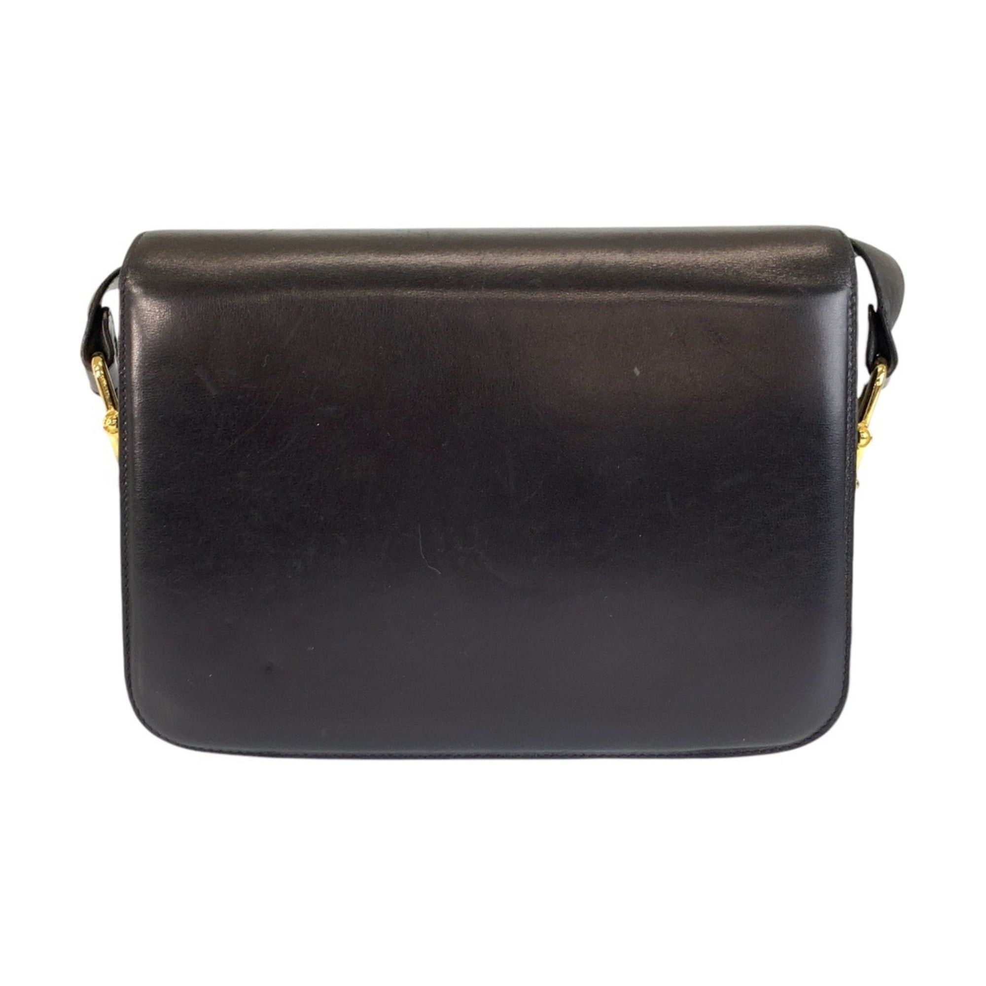 Celine Celine Carriage Hardware Black Leather Shoulder Bag with Gold for Women Size ONE SIZE - 2 Thumbnail