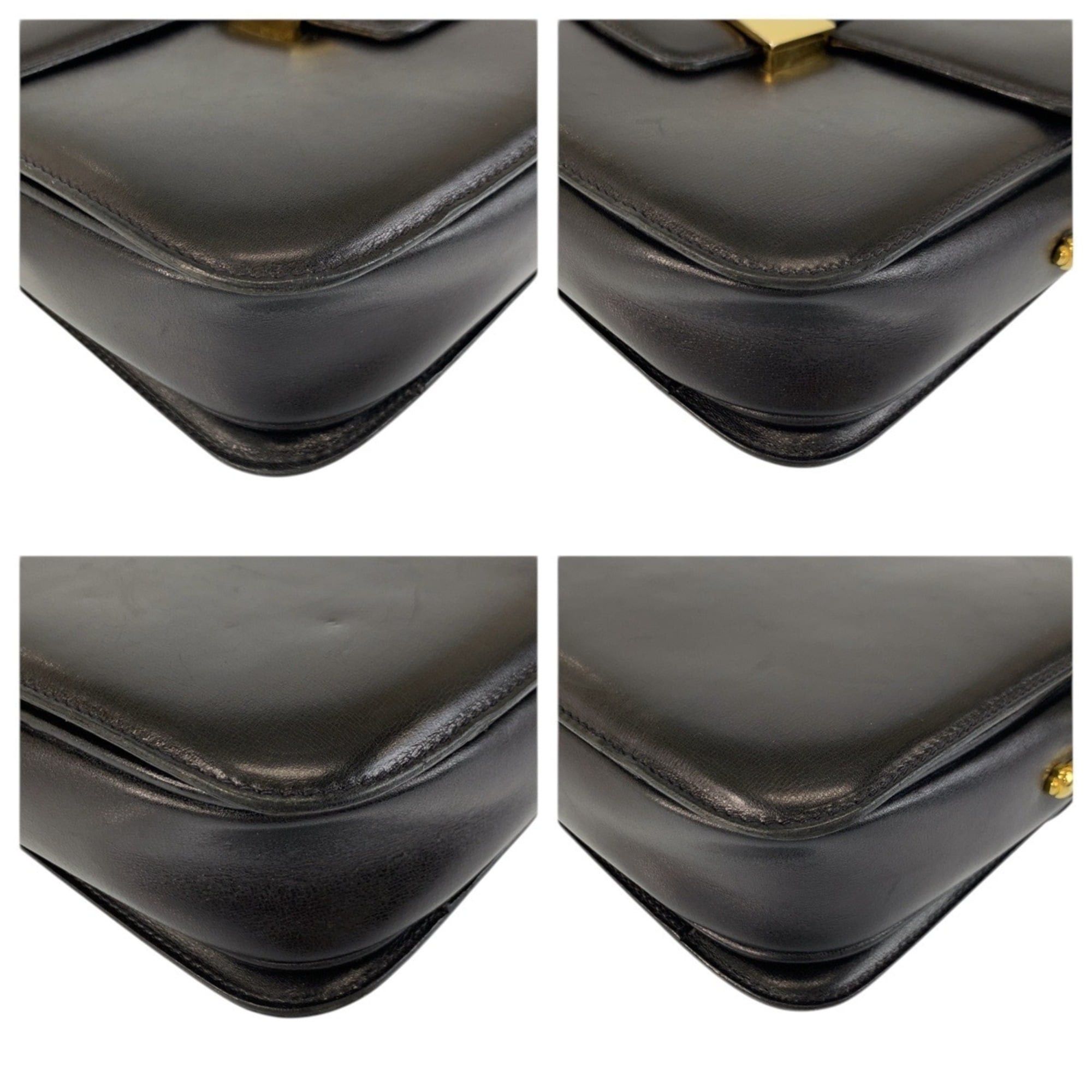 Celine Celine Carriage Hardware Black Leather Shoulder Bag with Gold for Women Size ONE SIZE - 4 Thumbnail